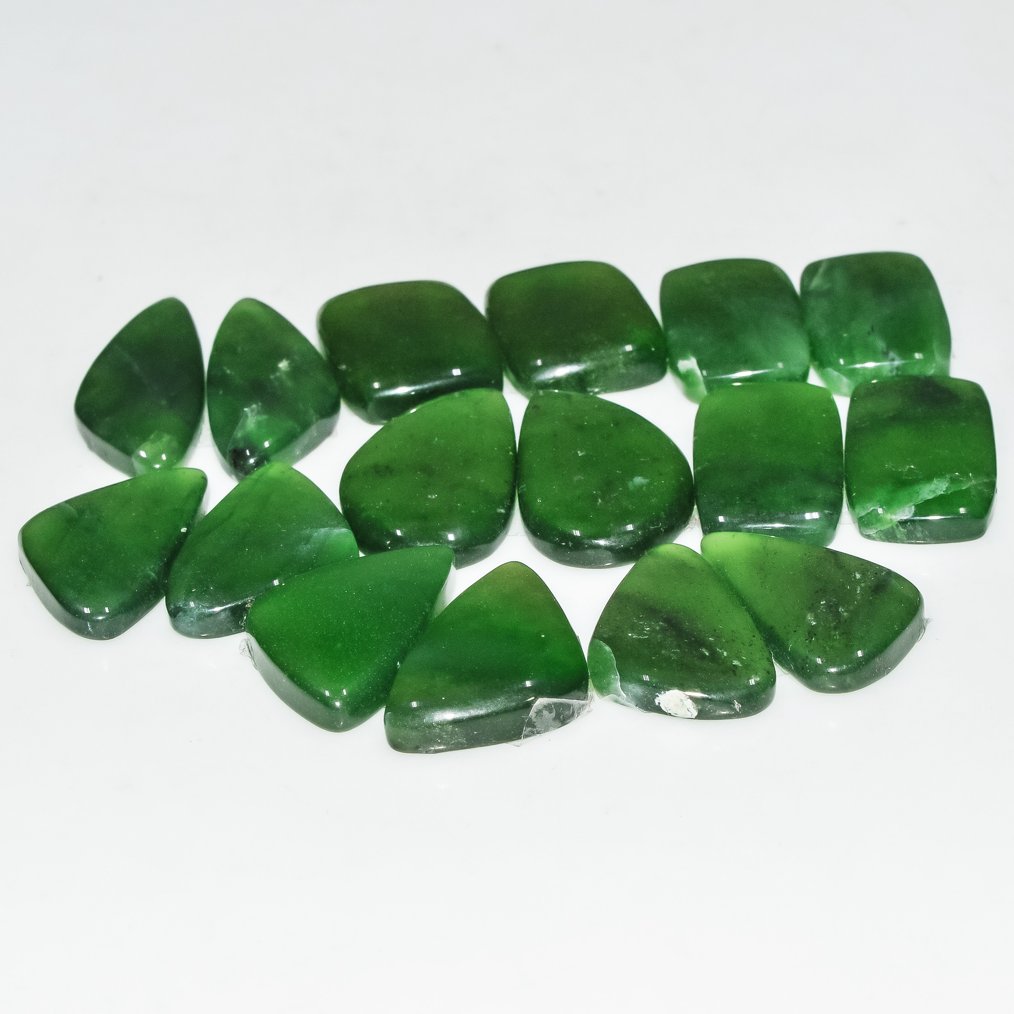 8 Pairs 152 Cts Natural Green Serpentine Gemstone Cabochon Lot For Jewelry Making 25x10 15x11mm 18264