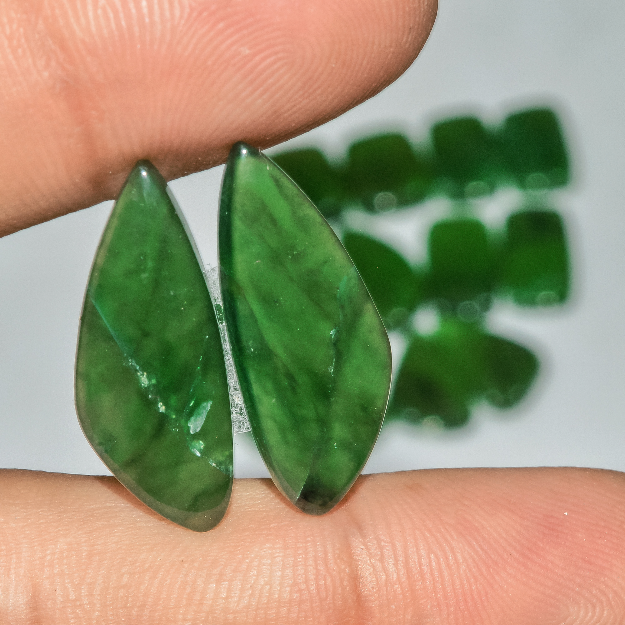 8 Pairs 152 Cts Natural Green Serpentine Gemstone Cabochon Lot For Jewelry Making 25x10 15x11mm 18264