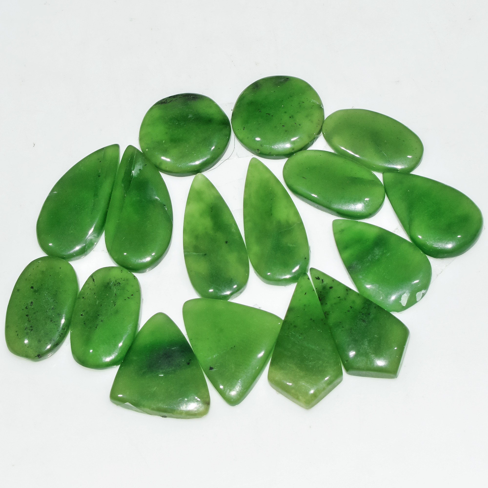 8 Pairs 149 Cts Natural Green Serpentine Gemstone Cabochon Lot For Jewelry Making 25x10 15x15mm 18266