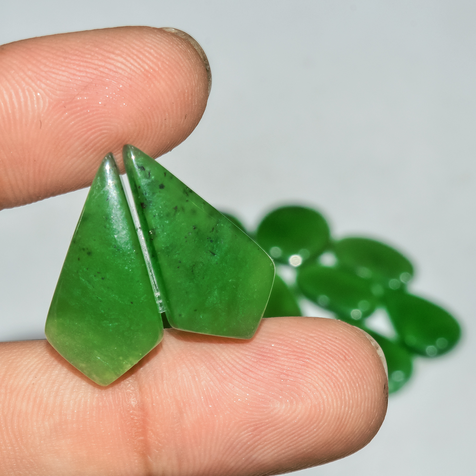 8 Pairs 149 Cts Natural Green Serpentine Gemstone Cabochon Lot For Jewelry Making 25x10 15x15mm 18266