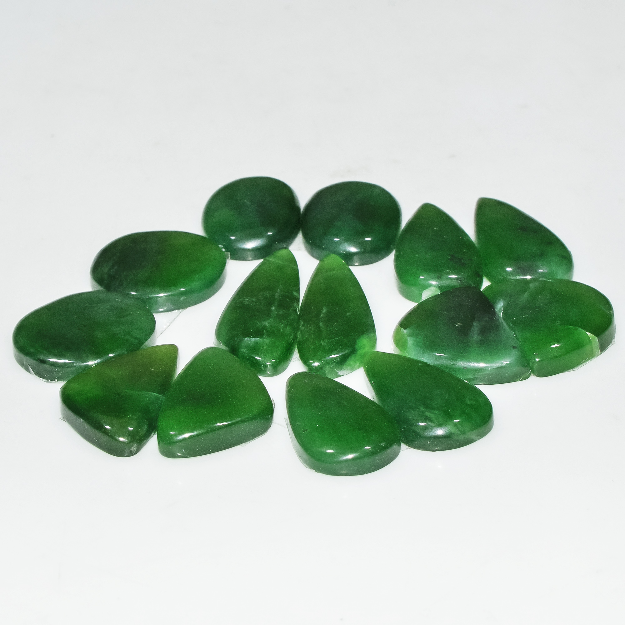 7 Pairs 141 Cts Natural Green Serpentine Gemstone Cabochon Lot For Jewelry Making 27x10 17x11mm 18267