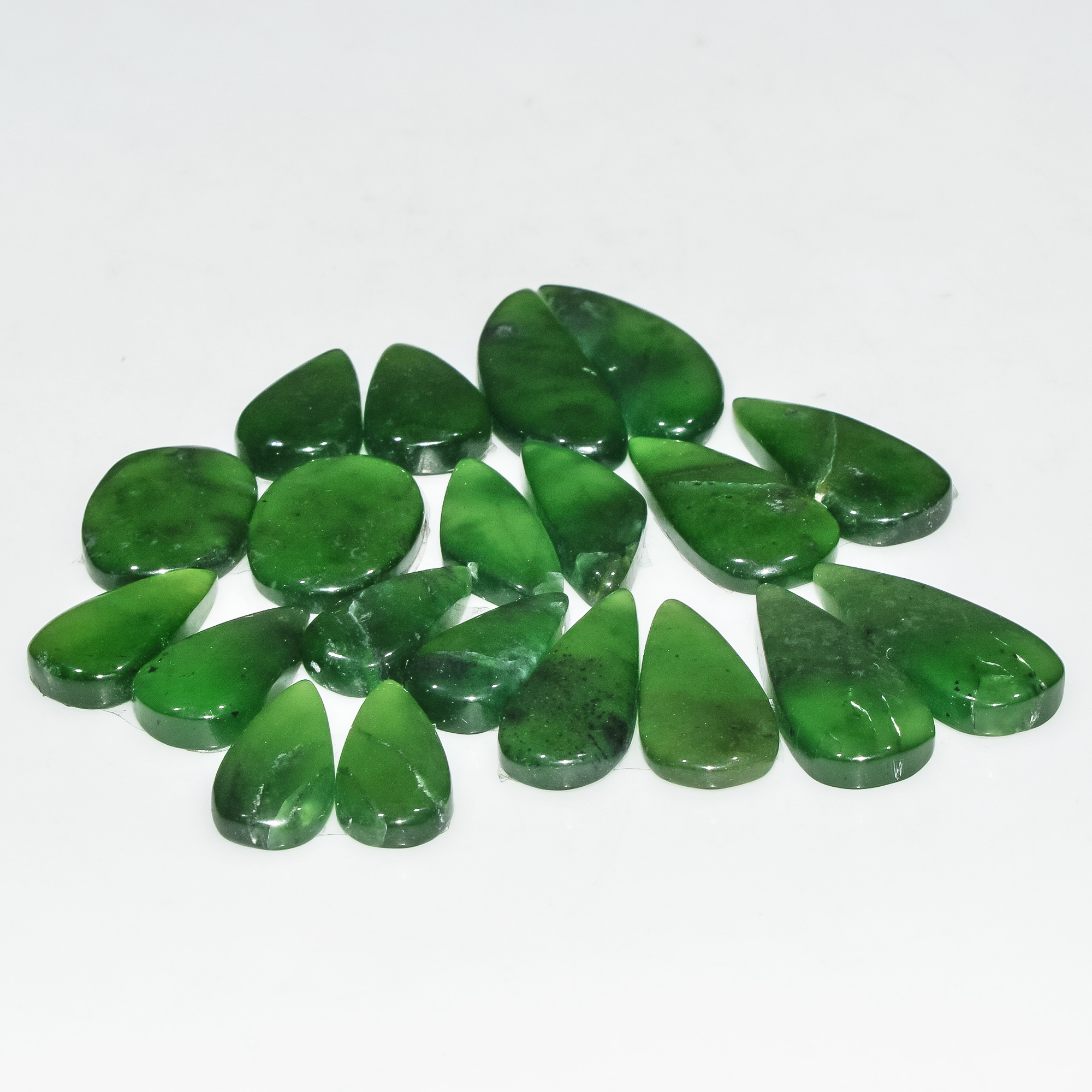 10 Pairs 130 Cts Natural Green Serpentine Gemstone Cabochon Lot For Jewelry Making 25x8 15x8mm 18268