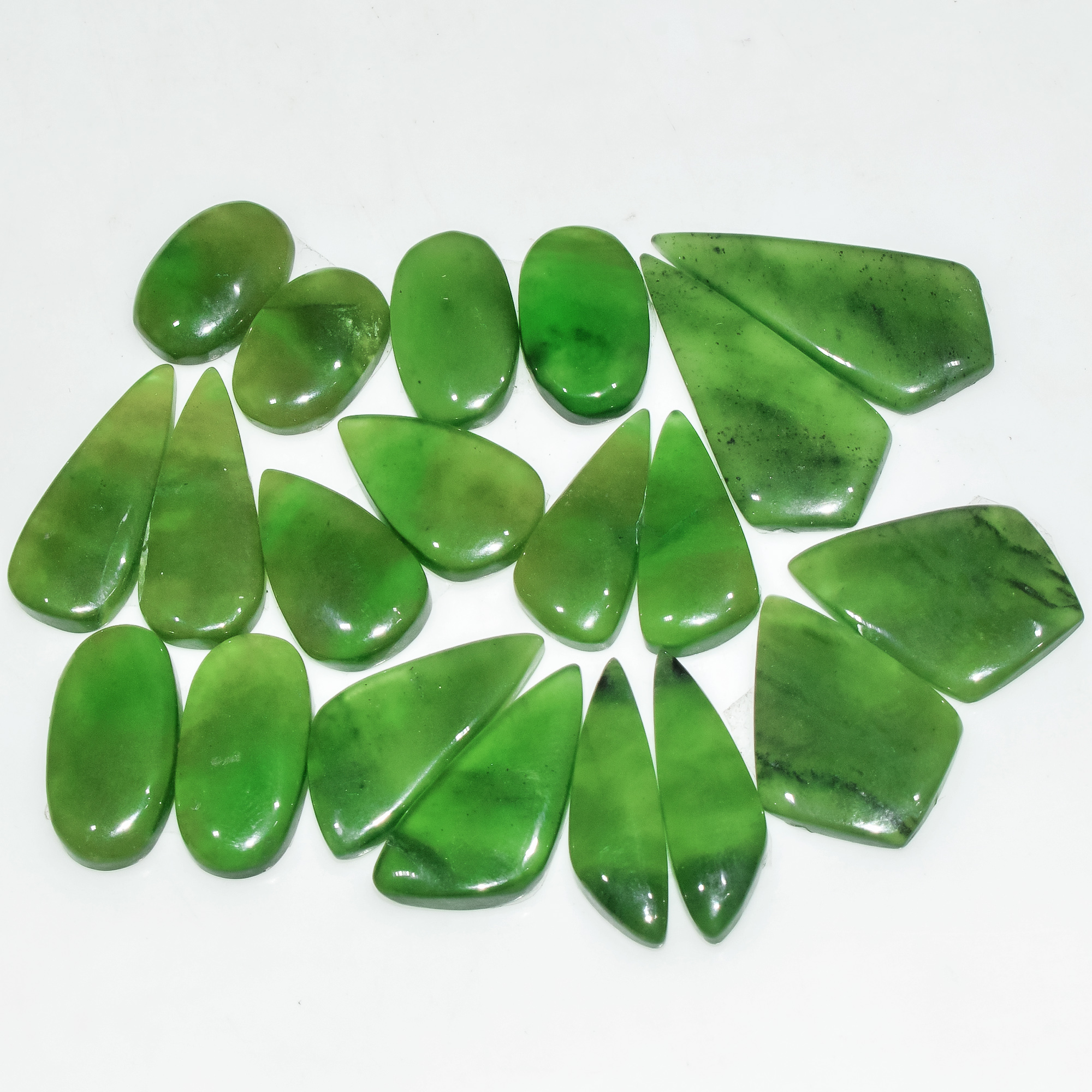 10 Pairs 141 Cts Natural Green Serpentine Gemstone Cabochon Lot For Jewelry Making 29x12 14x10mm 18269