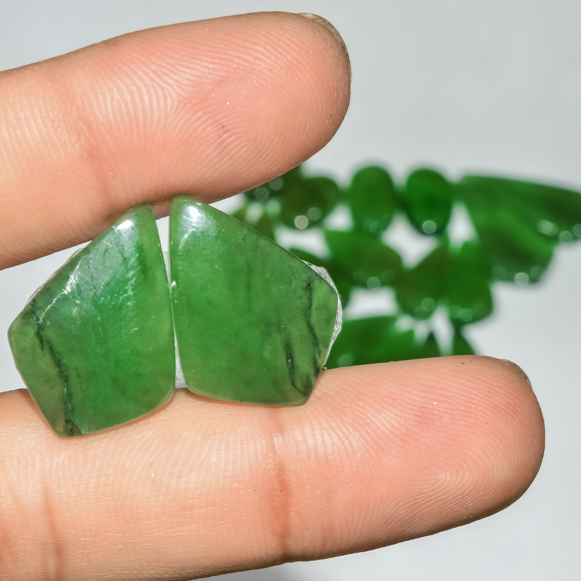 10 Pairs 141 Cts Natural Green Serpentine Gemstone Cabochon Lot For Jewelry Making 29x12 14x10mm 18269