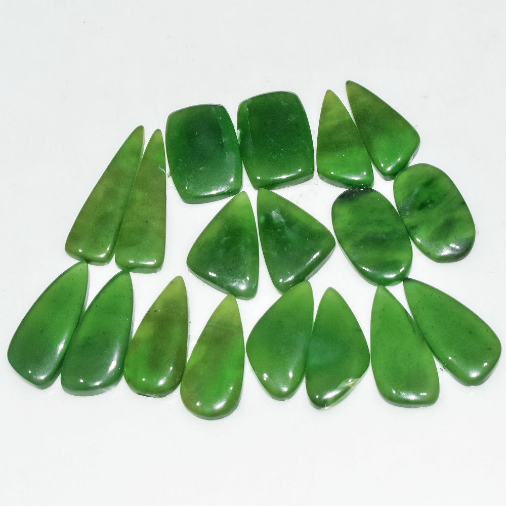 Image of 9 Pairs 170 Cts Natural Green Serpentine Gemstone Cabochon Lot For Jewelry Making 29x9 20x12mm #18270