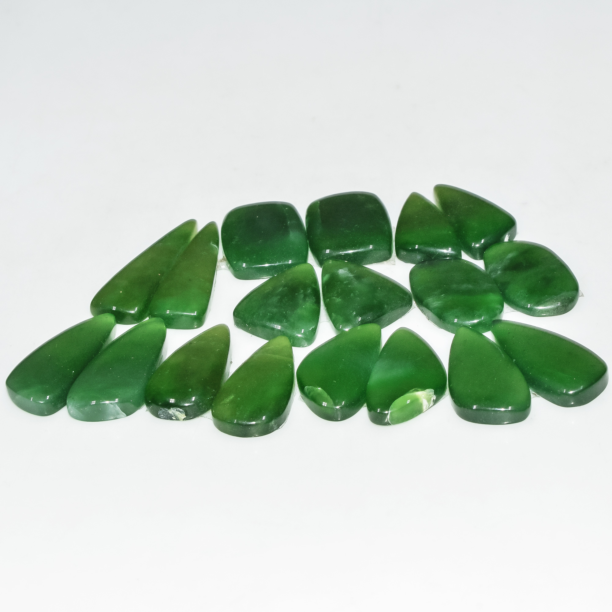 9 Pairs 170 Cts Natural Green Serpentine Gemstone Cabochon Lot For Jewelry Making 29x9 20x12mm 18270