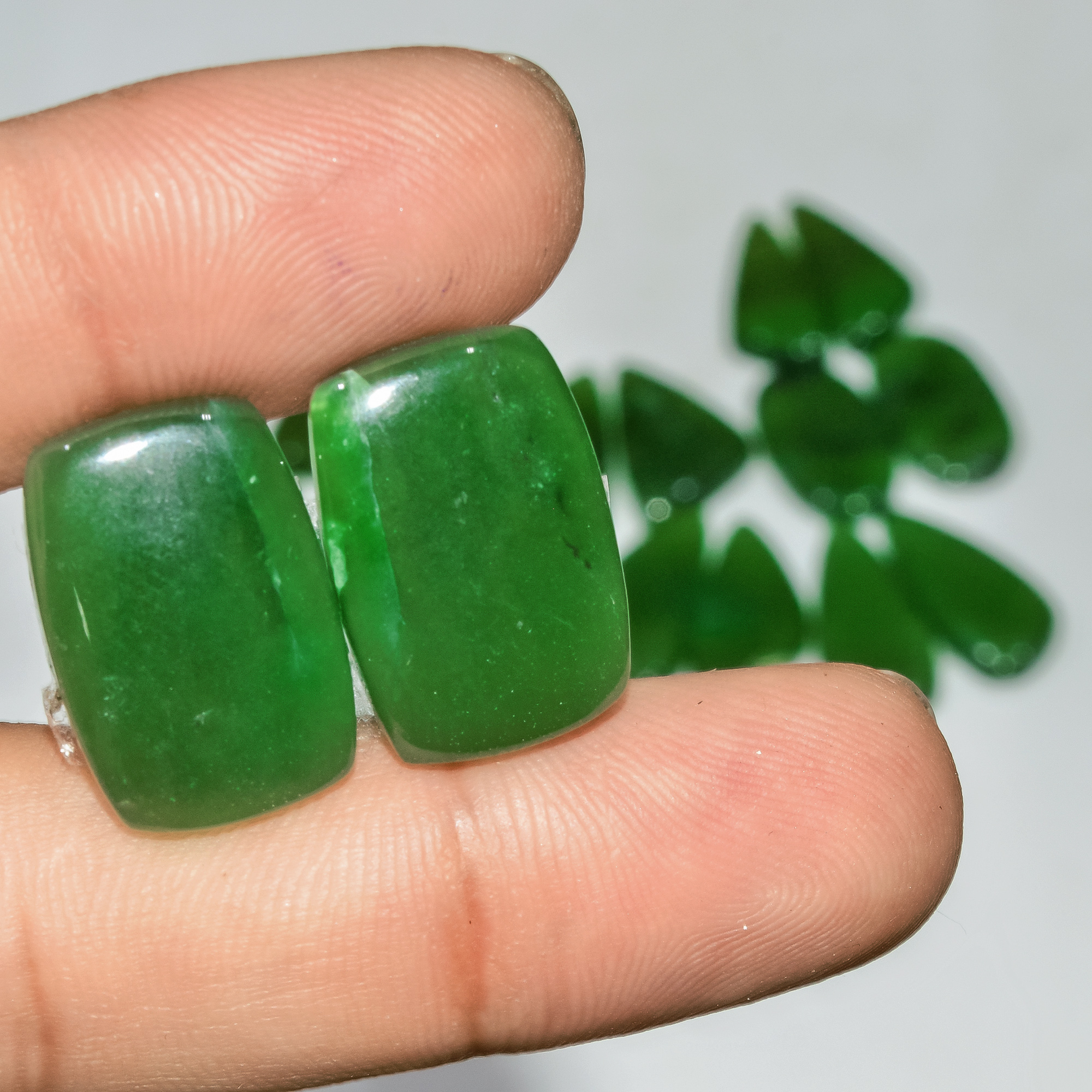 9 Pairs 170 Cts Natural Green Serpentine Gemstone Cabochon Lot For Jewelry Making 29x9 20x12mm 18270
