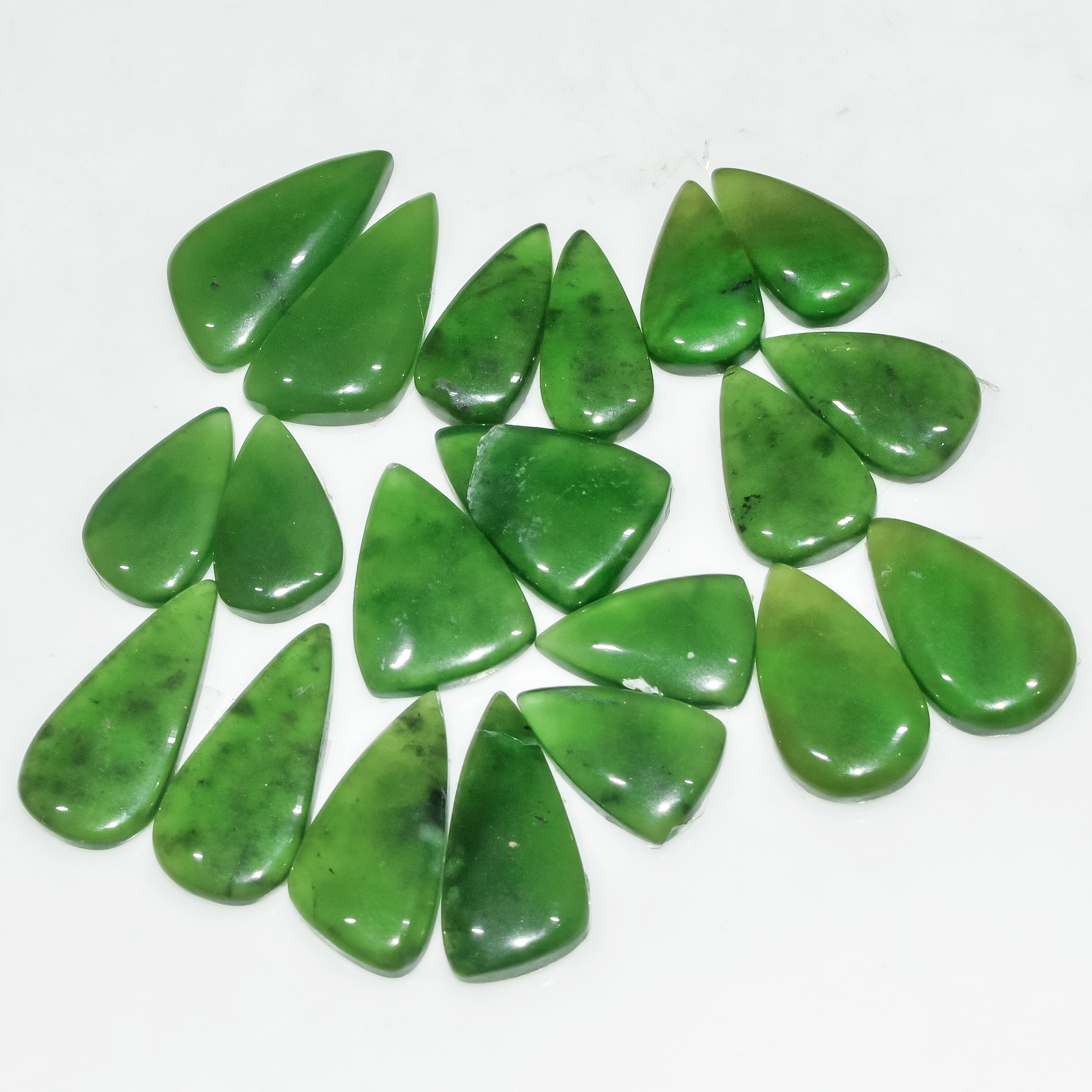 10 Pairs 137 Cts Natural Green Serpentine Gemstone Cabochon Lot For Jewelry Making 22x10 15x10mm 18271