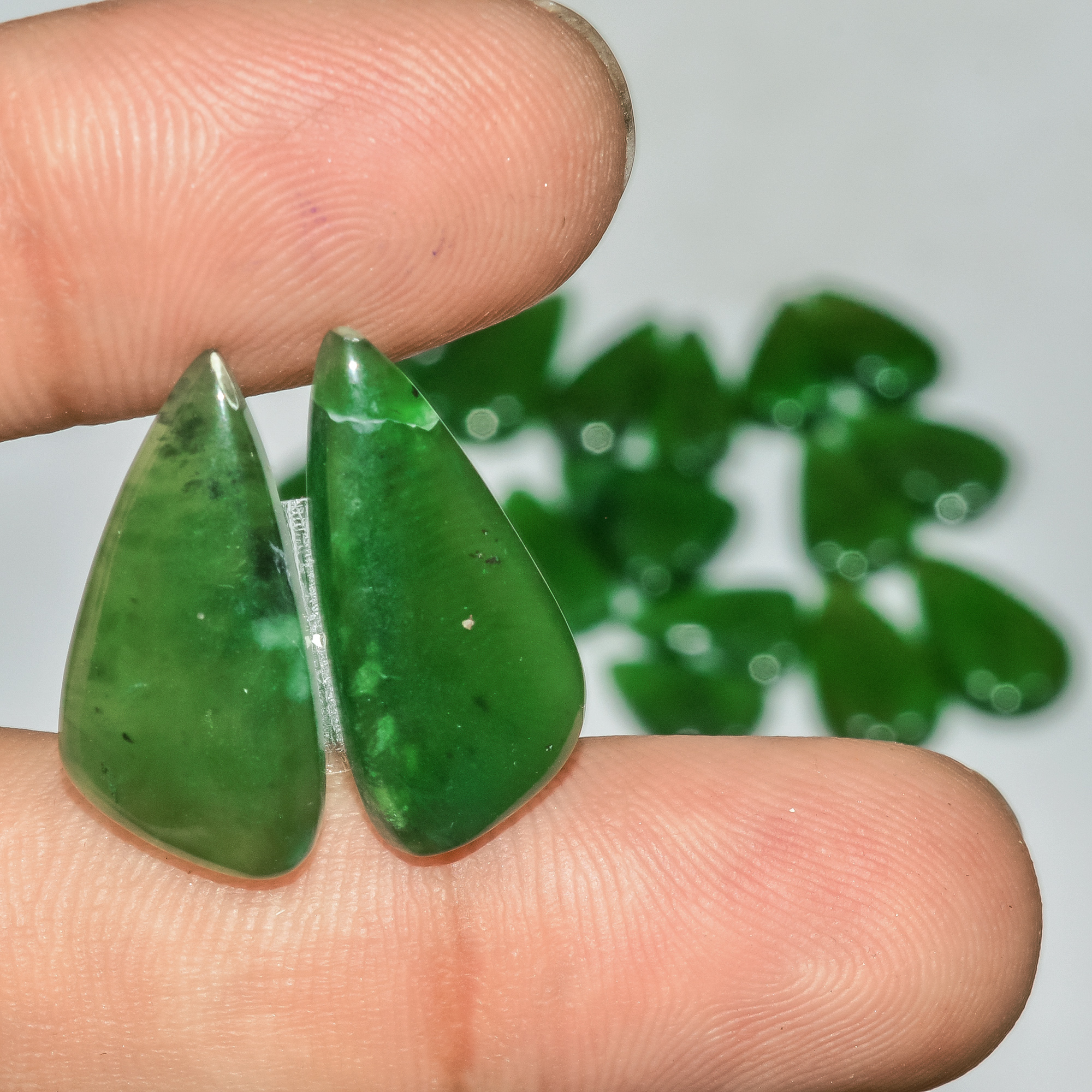 10 Pairs 137 Cts Natural Green Serpentine Gemstone Cabochon Lot For Jewelry Making 22x10 15x10mm 18271