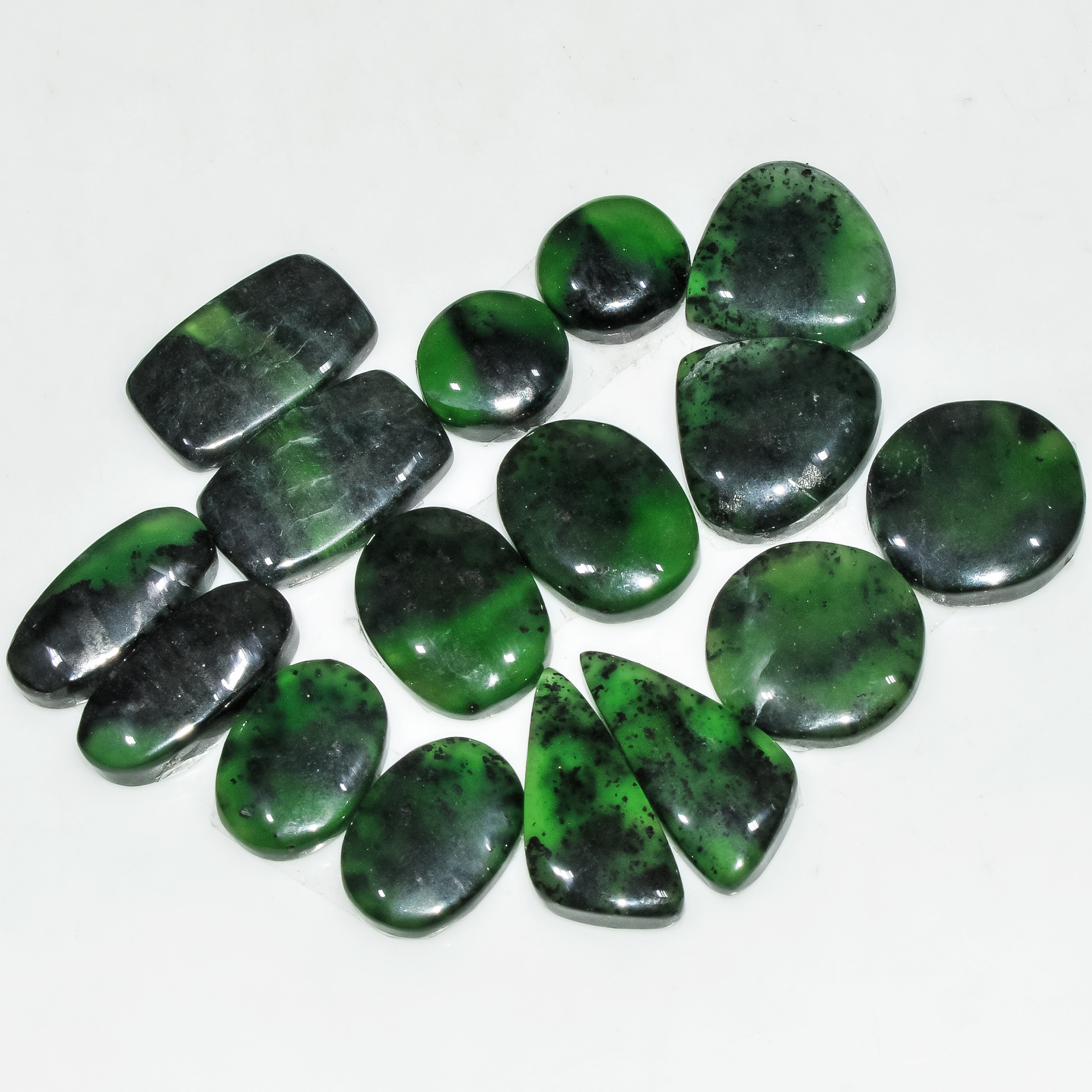 8 Pairs 125 Cts Natural Green Serpentine Gemstone Cabochon Lot For Jewelry Making 20x9 10x10mm 18272
