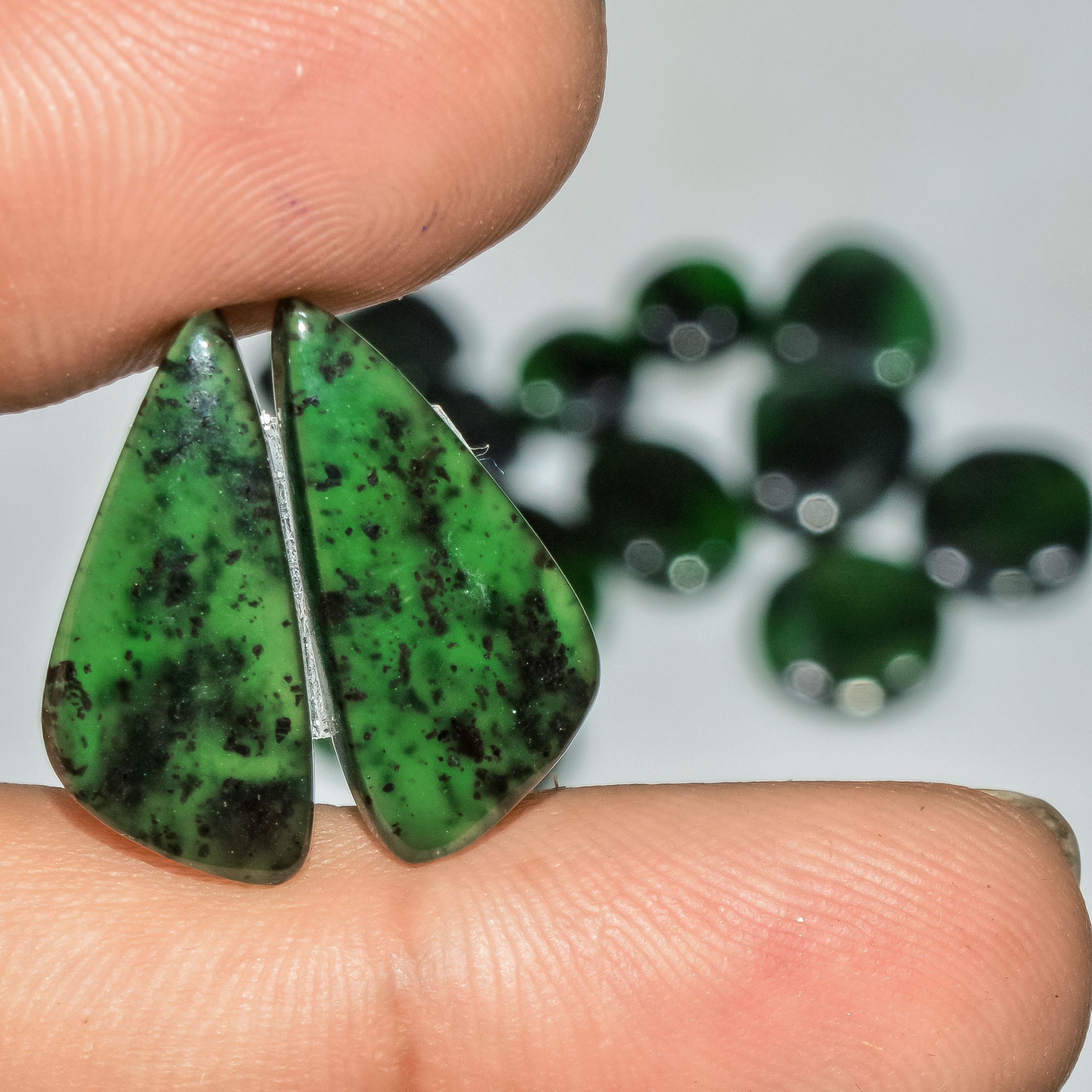 8 Pairs 125 Cts Natural Green Serpentine Gemstone Cabochon Lot For Jewelry Making 20x9 10x10mm 18272