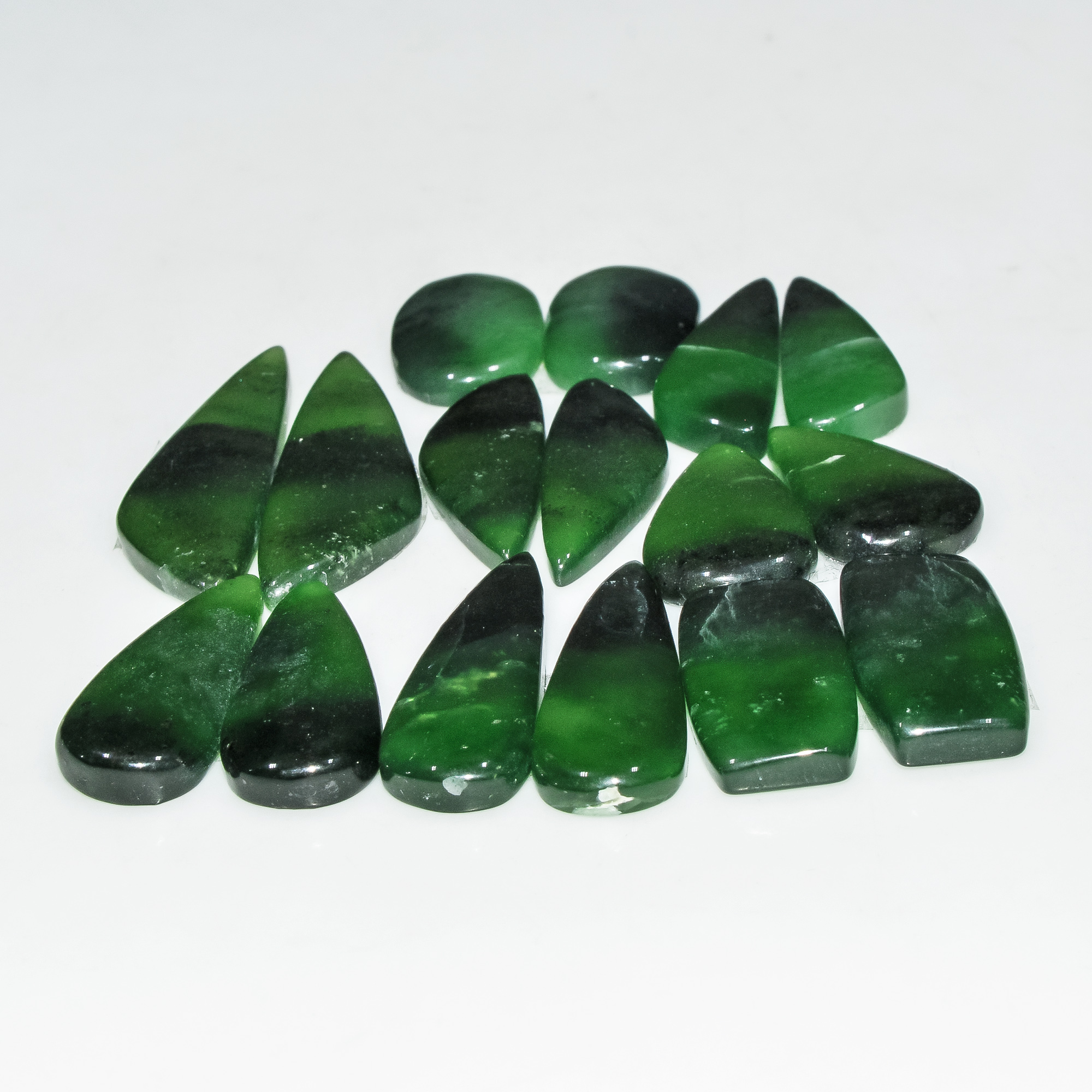 8 Pairs 158 Cts Natural Green Serpentine Gemstone Cabochon Lot For Jewelry Making 35x10 17x10mm 18275