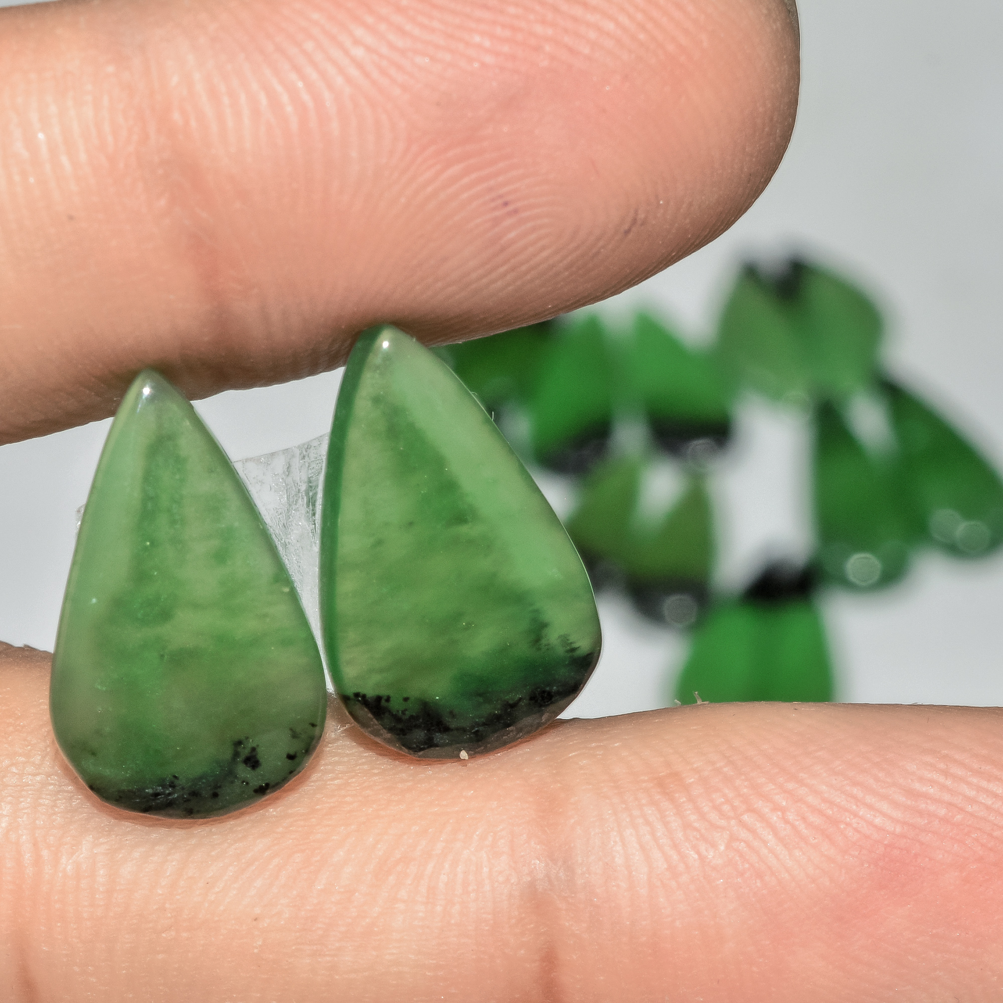 8 Pairs 92 Cts Natural Green Serpentine Gemstone Cabochon Lot For Jewelry Making 20x10 15x7mm 18277