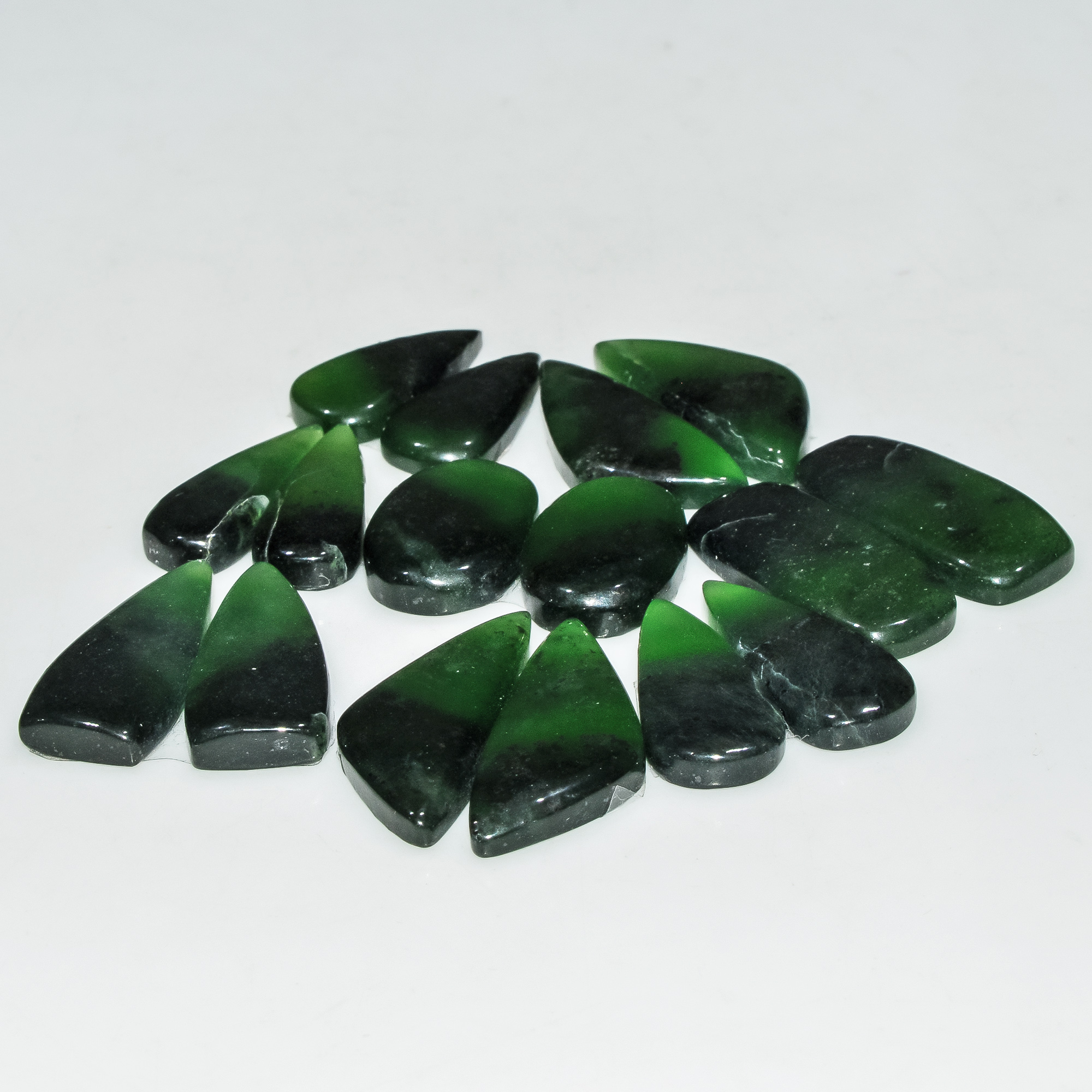 8 Pairs 145 Cts Green Serpentine Loose Cabochon Natural Matching Pairs Semi-Precious Gemstones 26x10 19x9mm 18279