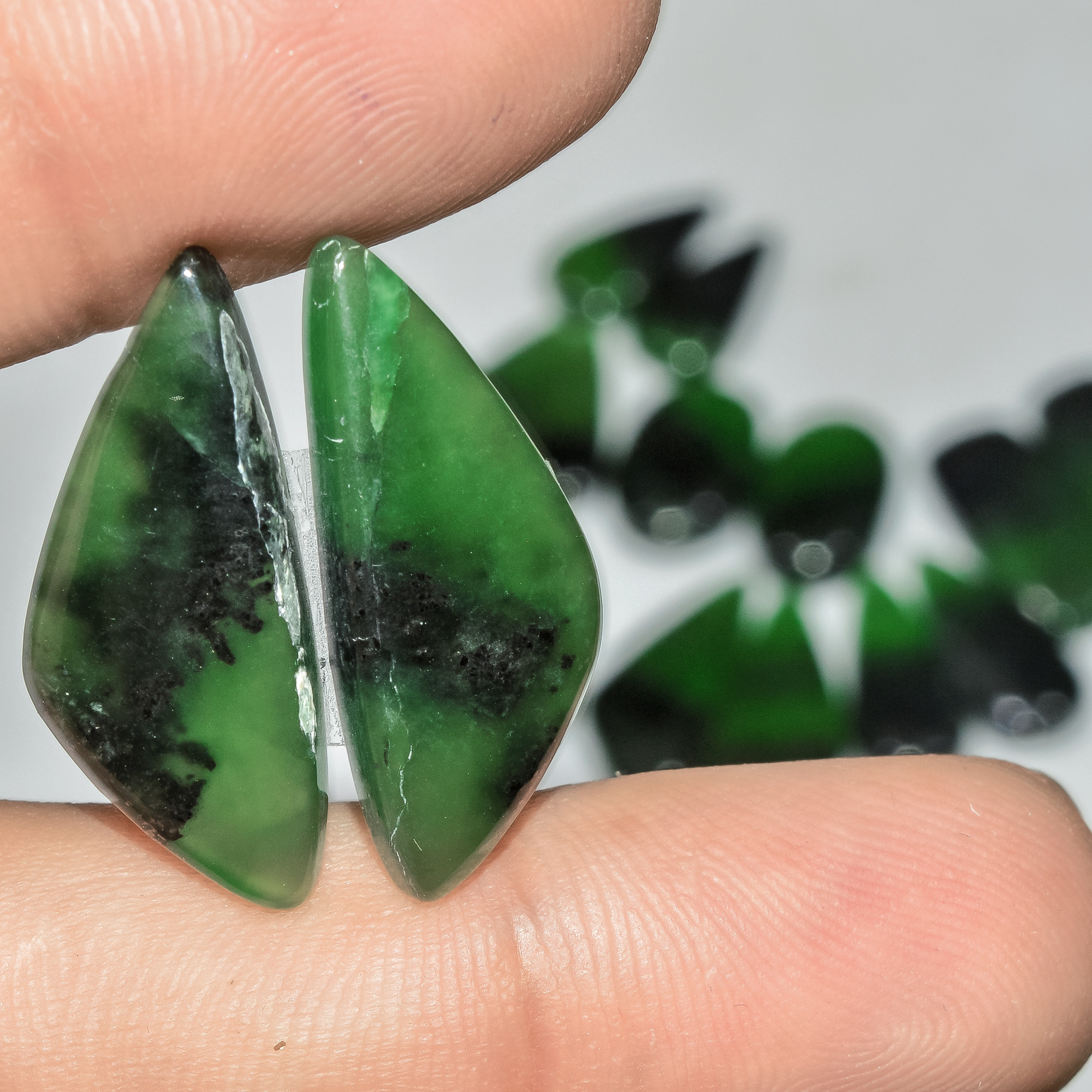 8 Pairs 145 Cts Green Serpentine Loose Cabochon Natural Matching Pairs Semi-Precious Gemstones 26x10 19x9mm 18279