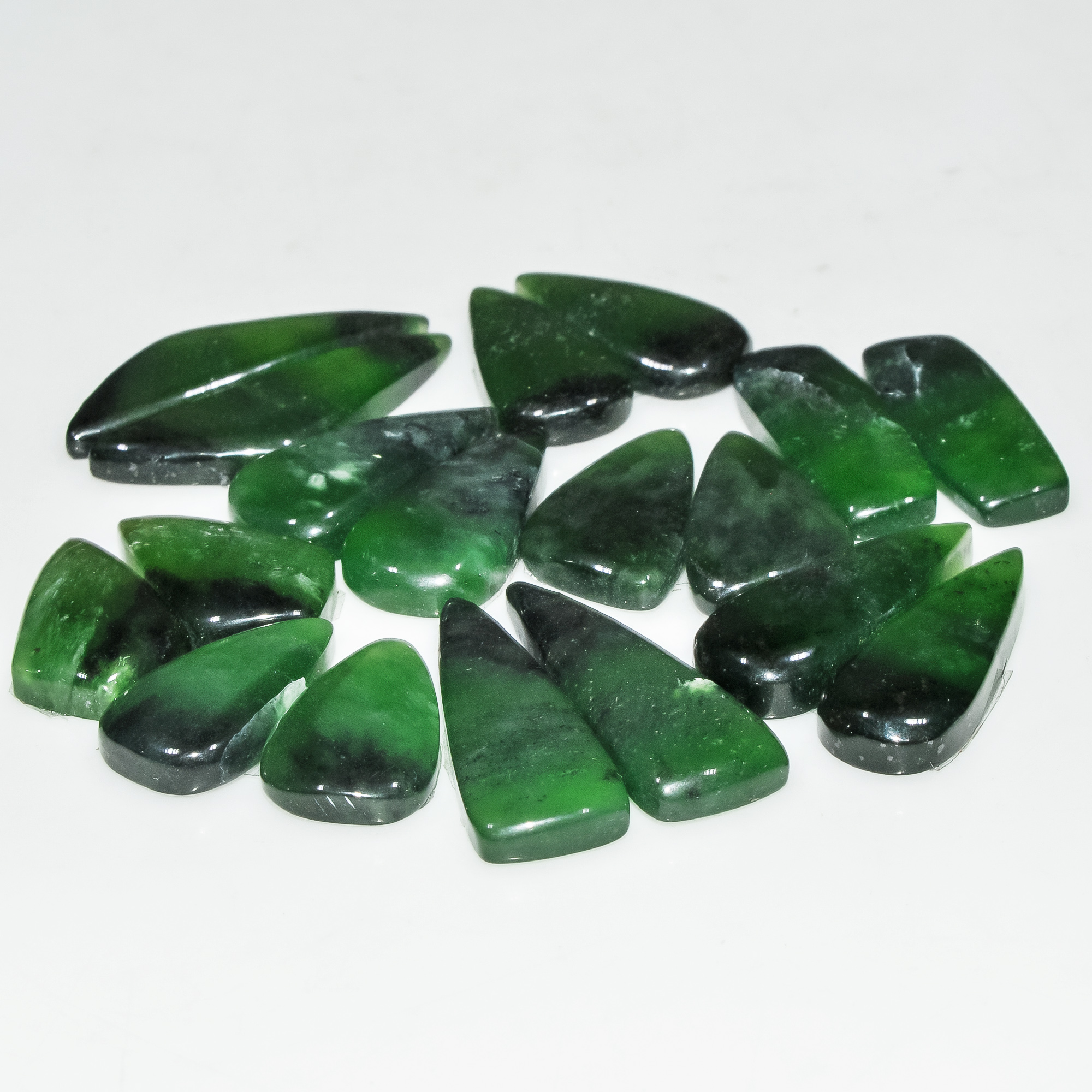 9 Pairs 157 Cts Green Serpentine Loose Cabochon Natural Matching Pairs Semi-Precious Gemstones 30x10 19x10mm 18282
