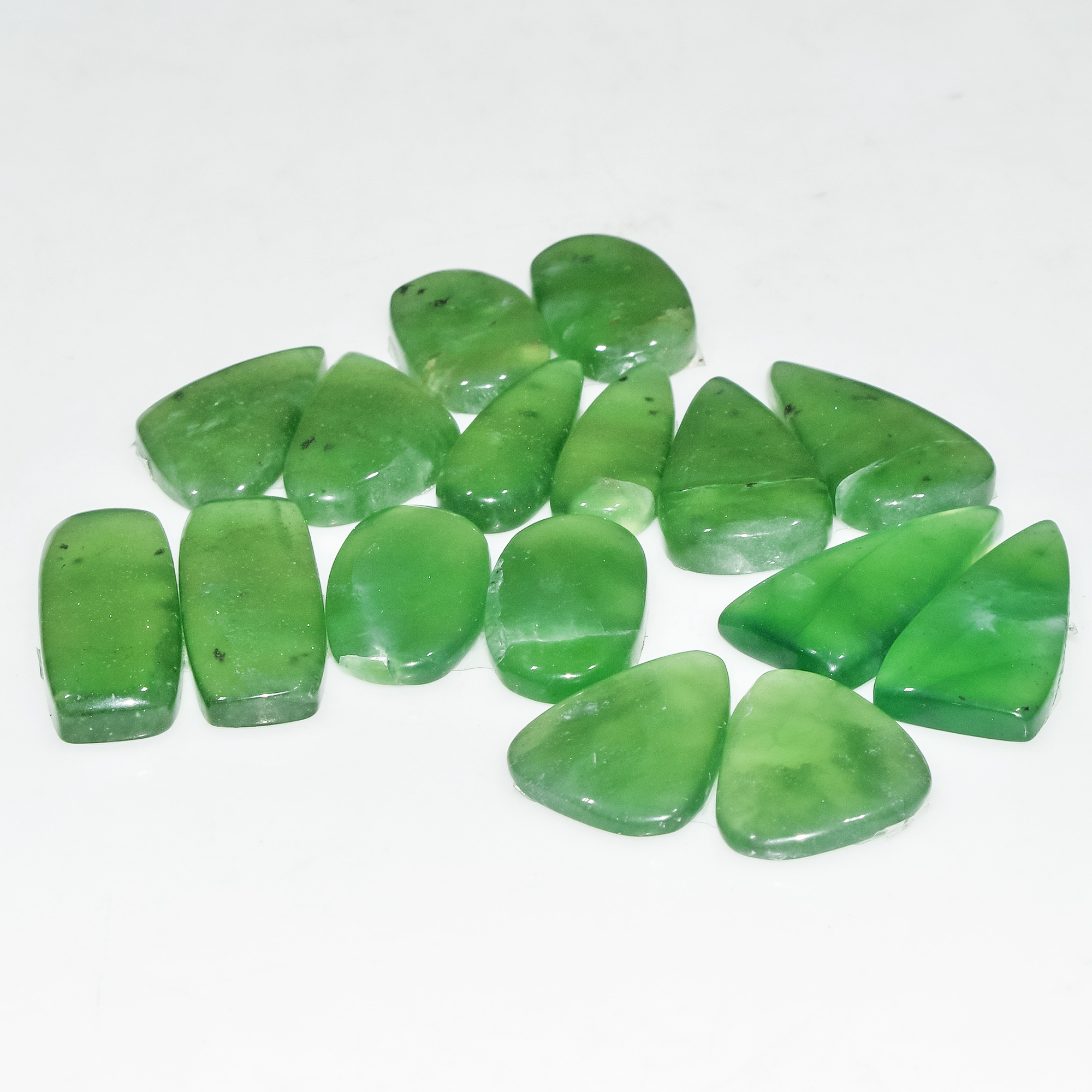 8 Pairs 121 Cts Green Serpentine Loose Cabochon Natural Matching Pairs Semi-Precious Gemstones 24x9 15x10mm 18283