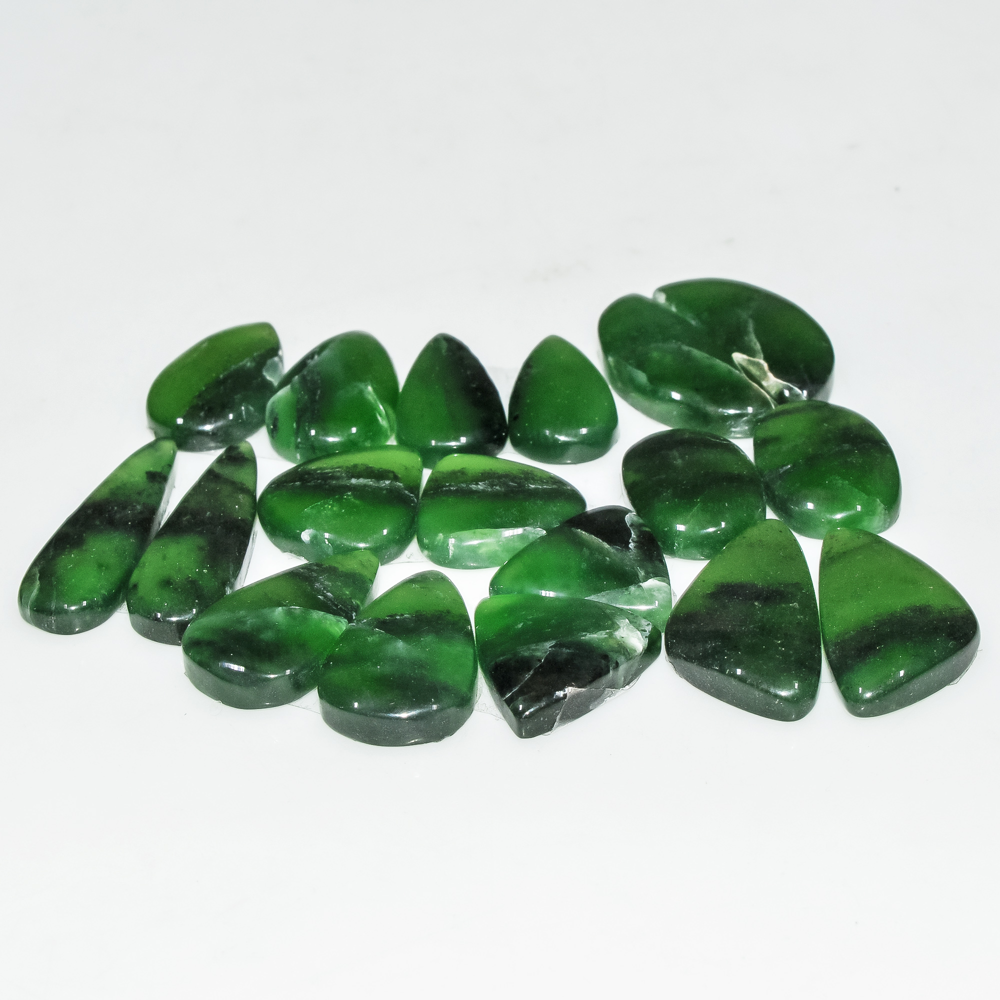 9 Pairs 104 Cts Green Serpentine Loose Cabochon Natural Matching Pairs Semi-Precious Gemstones 24x6 14x11mm 18284