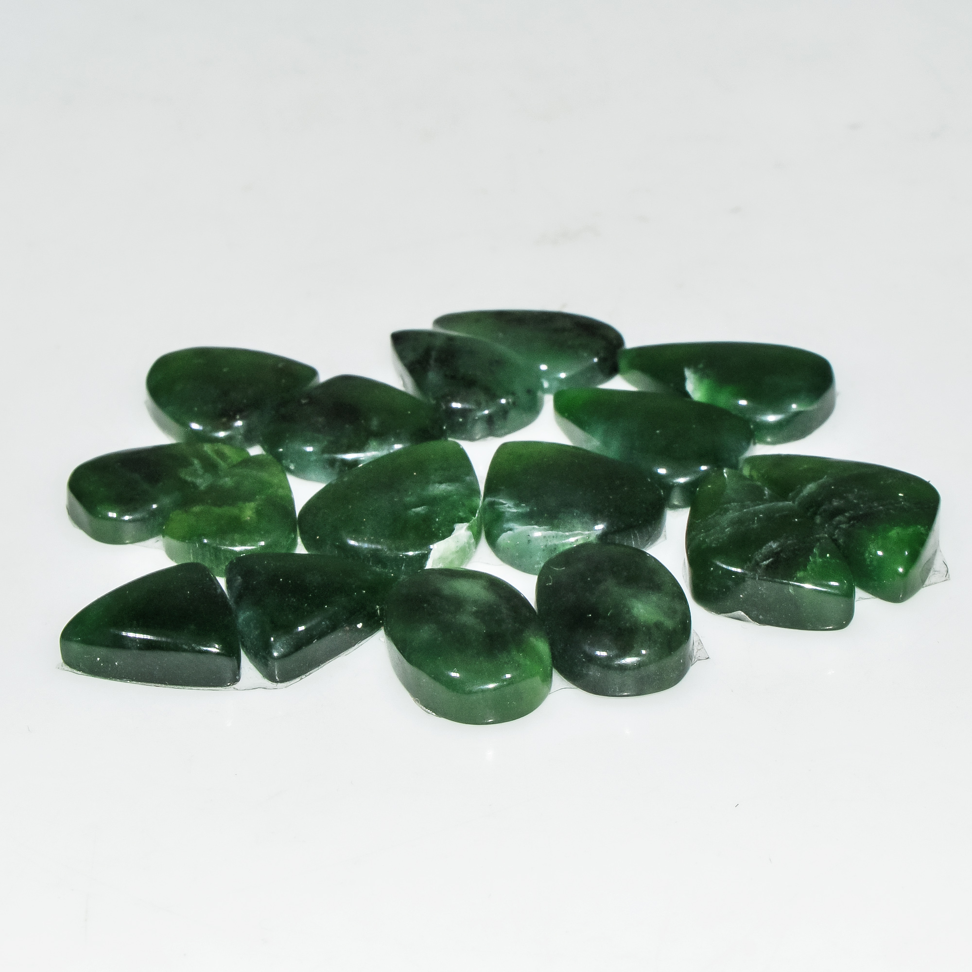 8 Pairs 98 Cts Green Serpentine Loose Cabochon Natural Matching Pairs Semi-Precious Gemstones 19x9 14x9mm 18287