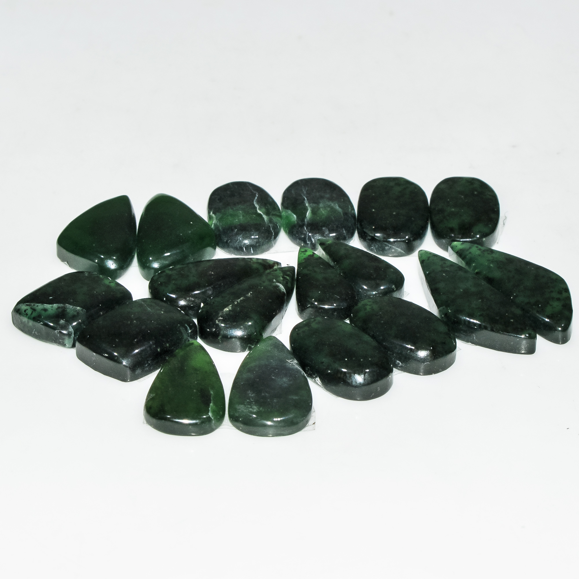 9 Pairs 142 Cts Green Serpentine Loose Cabochon Natural Matching Pairs Semi-Precious Gemstones 26x9 14x10mm 18289