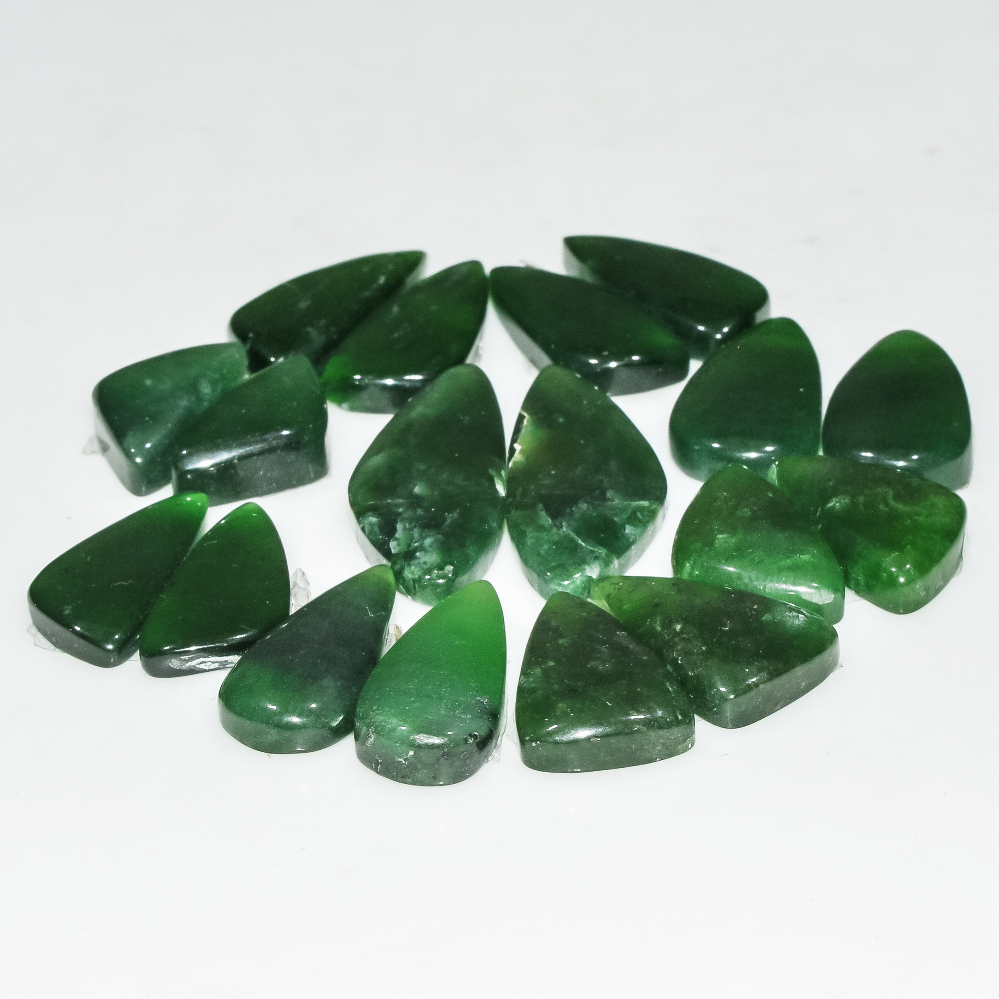 9 Pairs 141 Cts Green Serpentine Loose Cabochon Natural Matching Pairs Semi-Precious Gemstones 30x10 17x10mm 18290