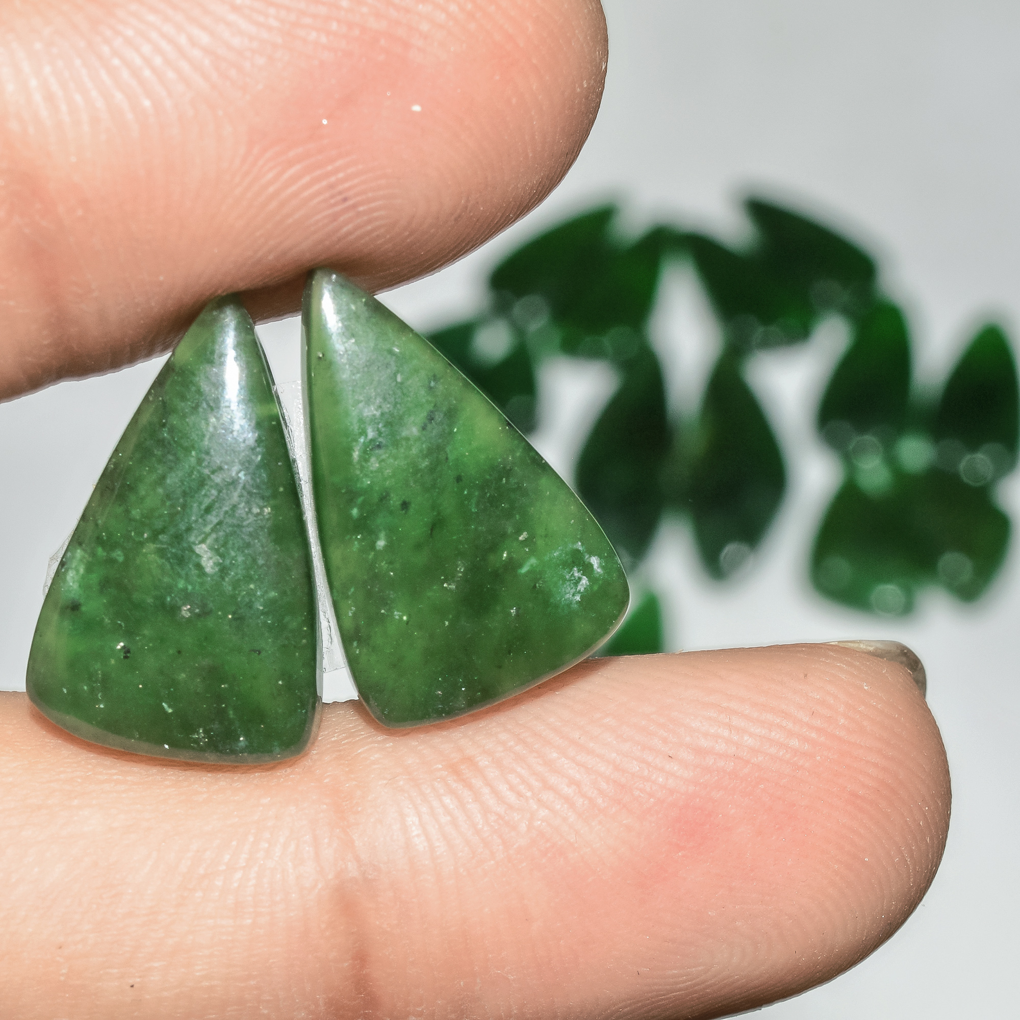 9 Pairs 141 Cts Green Serpentine Loose Cabochon Natural Matching Pairs Semi-Precious Gemstones 30x10 17x10mm 18290