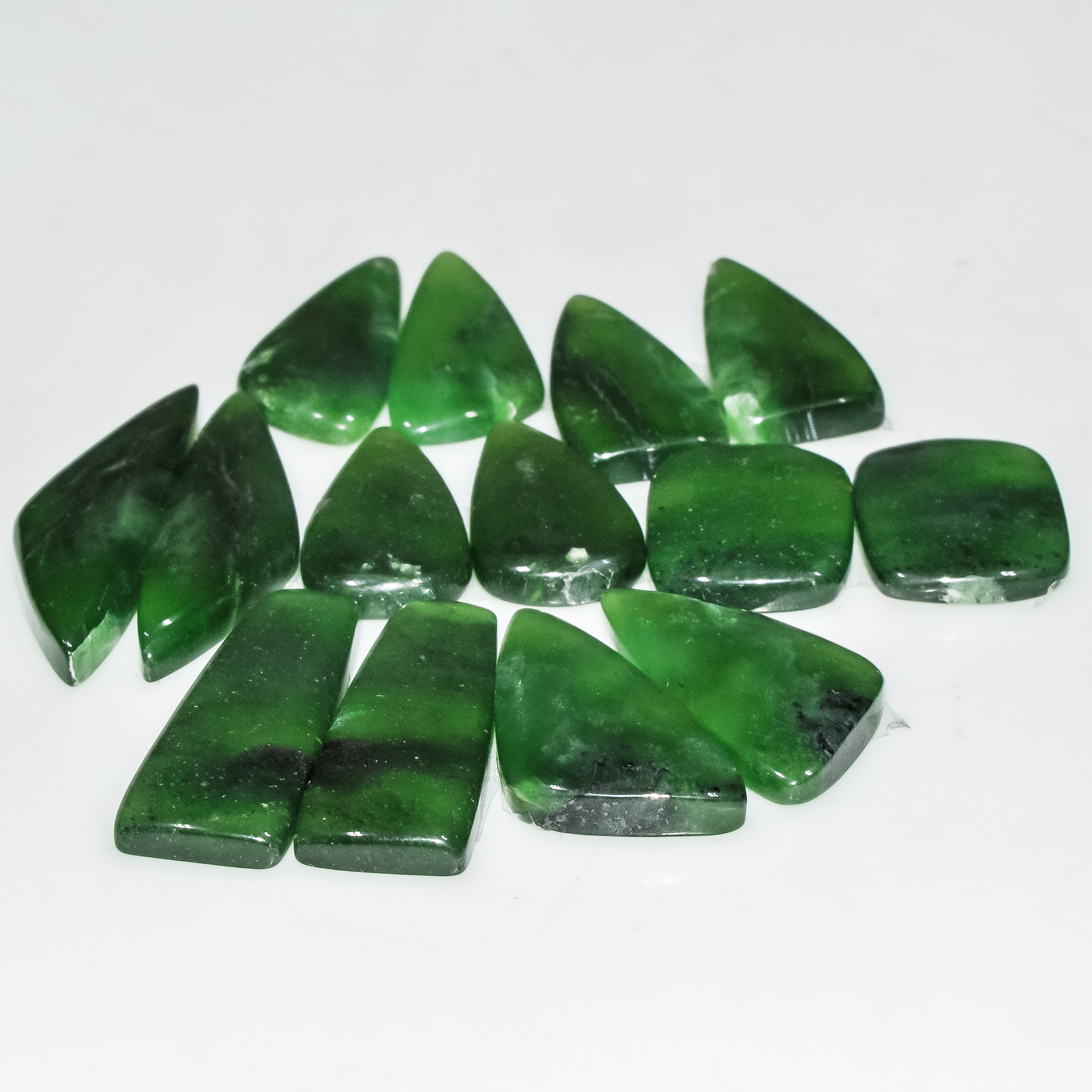 7 Pairs 143 Cts Green Serpentine Loose Cabochon Natural Matching Pairs Semi-Precious Gemstones 35x9 16x13mm 18291