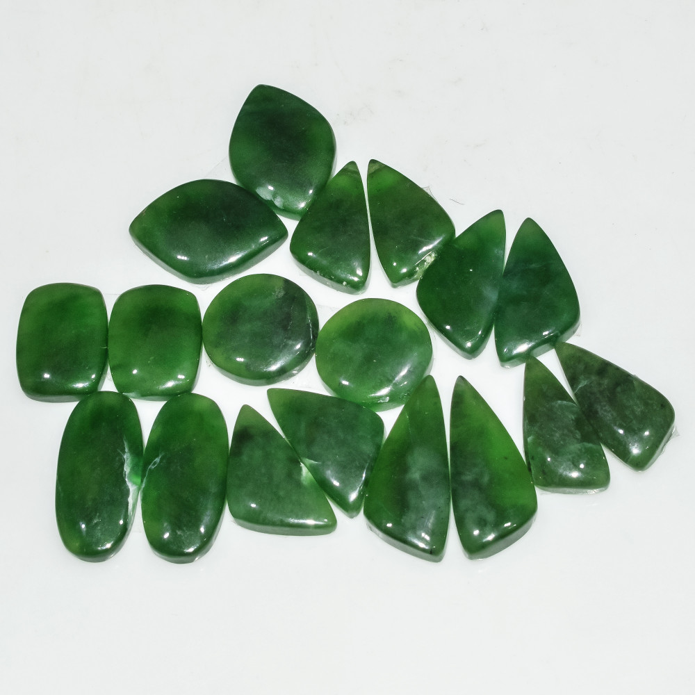 Image of 9 Pairs 150 Cts Green Serpentine Loose Cabochon Natural Matching Pairs Semi-Precious Gemstones 24x10 14x14mm #18292
