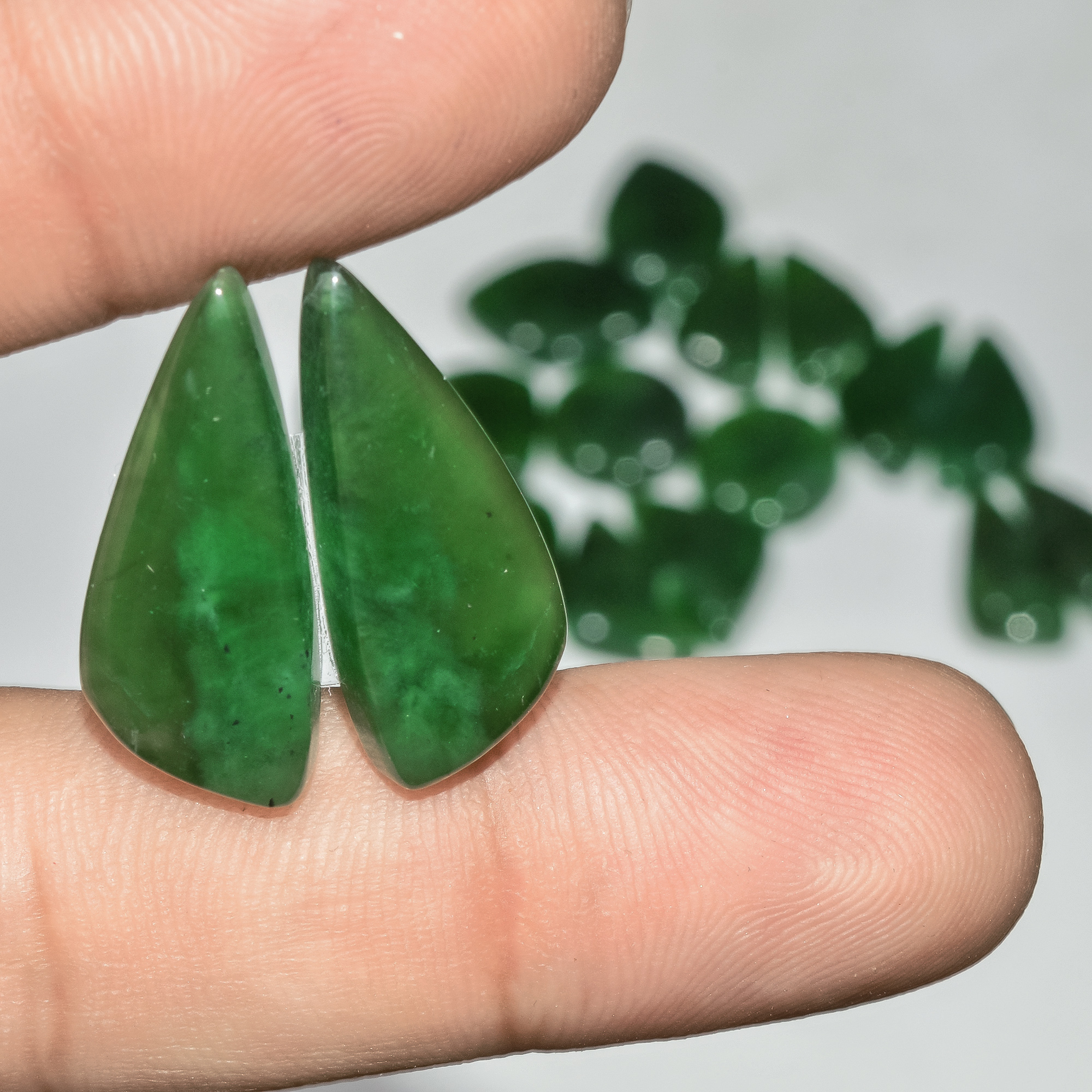 9 Pairs 150 Cts Green Serpentine Loose Cabochon Natural Matching Pairs Semi-Precious Gemstones 24x10 14x14mm 18292