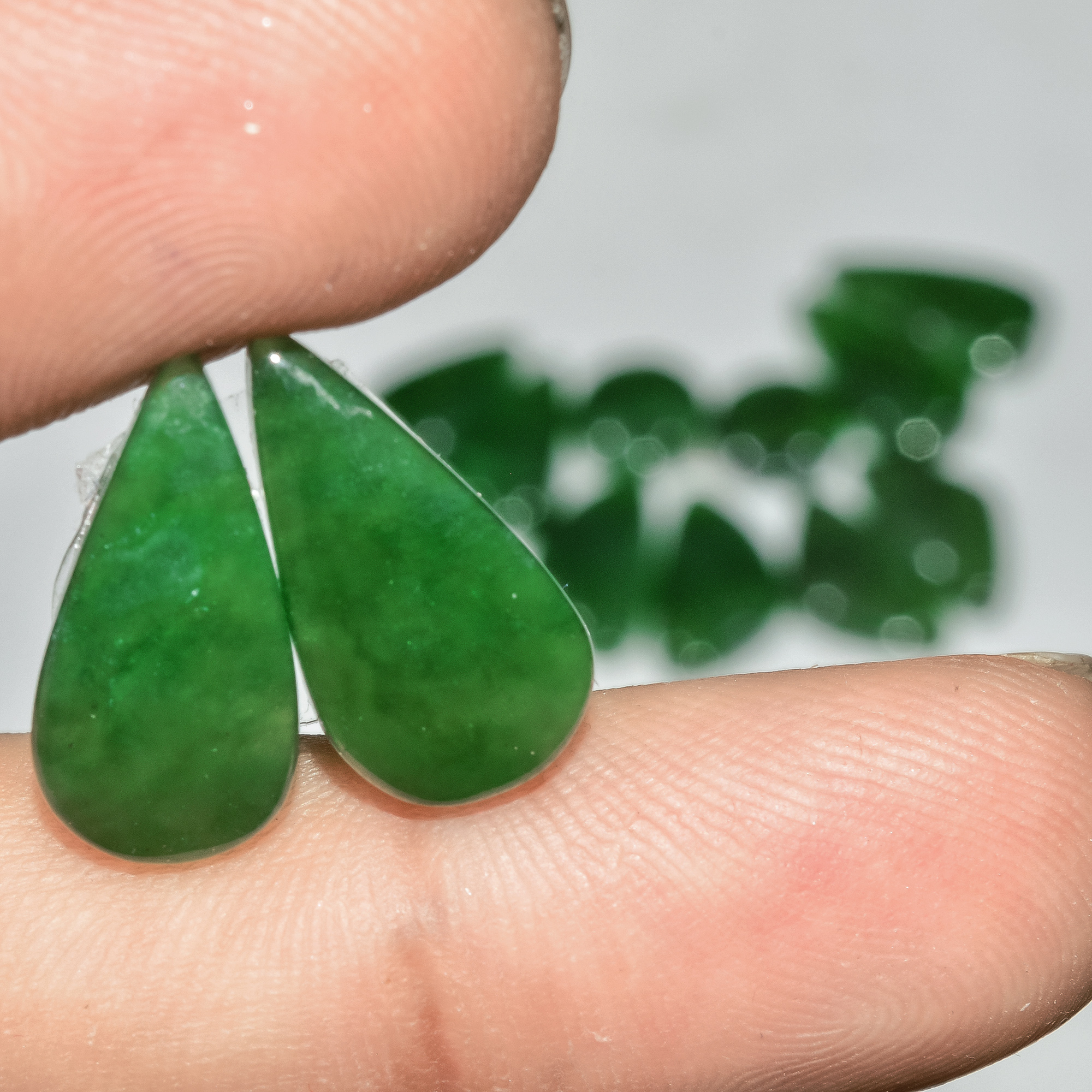 6 Pairs 75 Cts Green Serpentine Loose Cabochon Natural Matching Pairs Semi-Precious Gemstones 20x10 10x10mm 18293