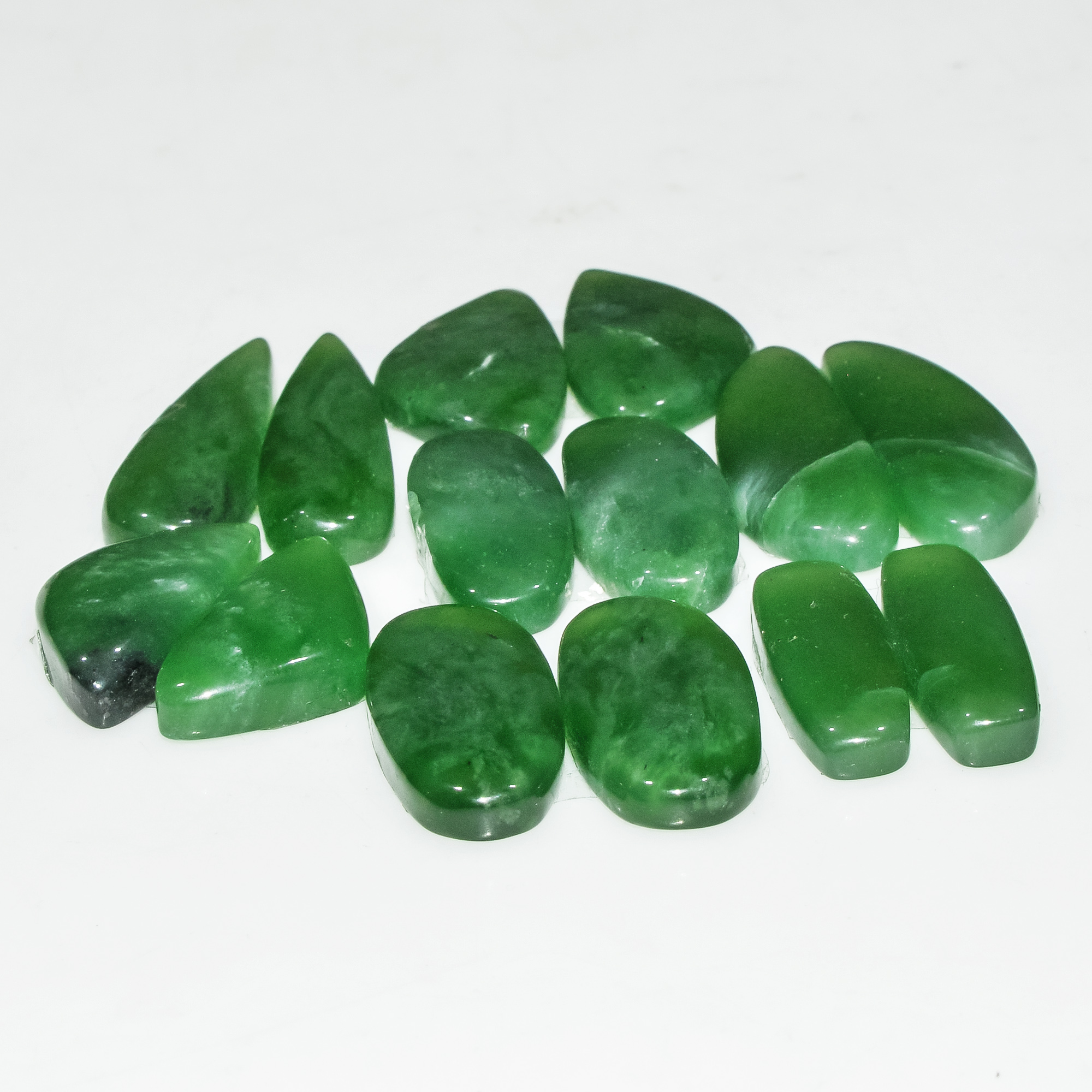 7 Pairs 97 Cts Green Serpentine Loose Cabochon Natural Matching Pairs Semi-Precious Gemstones 22x6 18x10mm 18294