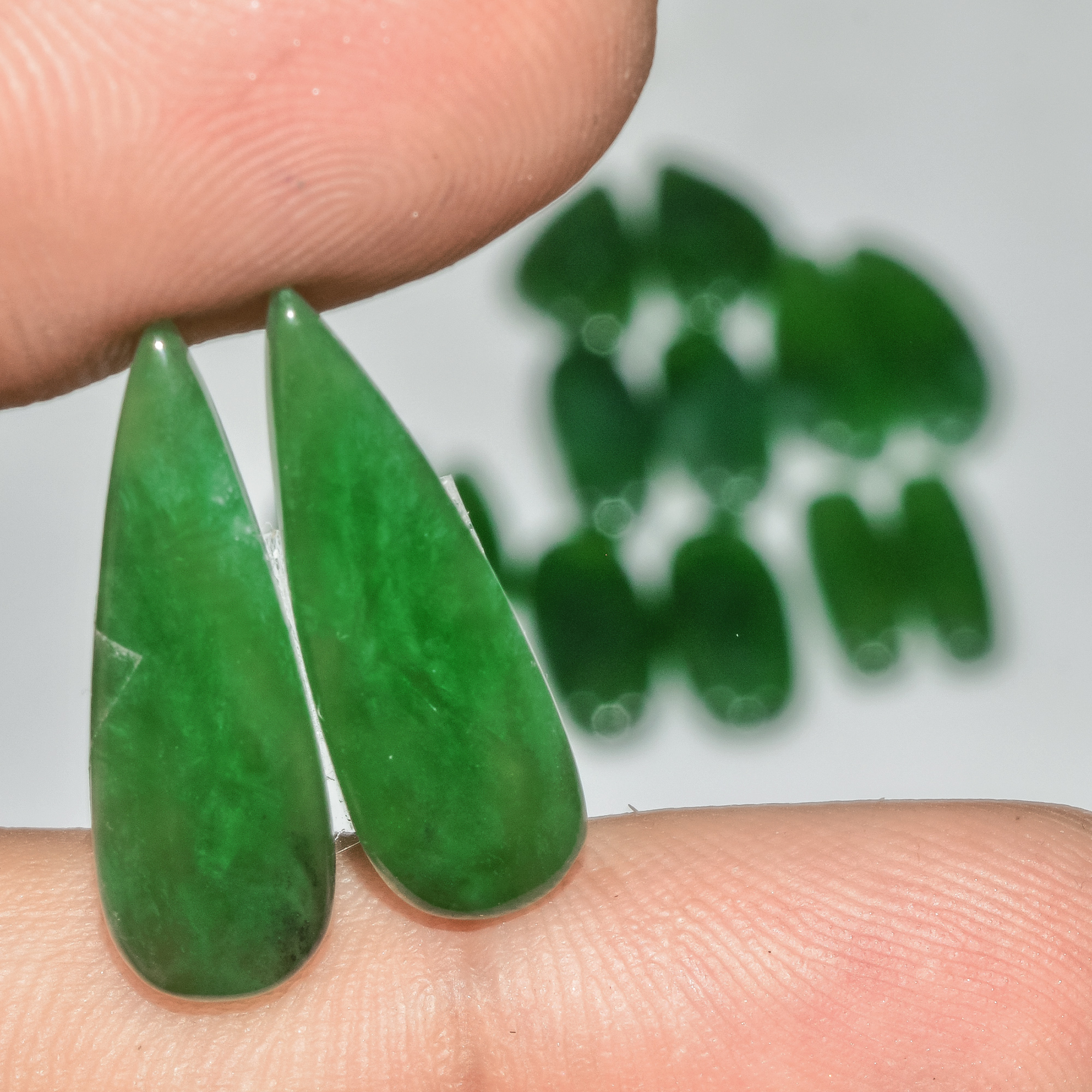 7 Pairs 97 Cts Green Serpentine Loose Cabochon Natural Matching Pairs Semi-Precious Gemstones 22x6 18x10mm 18294