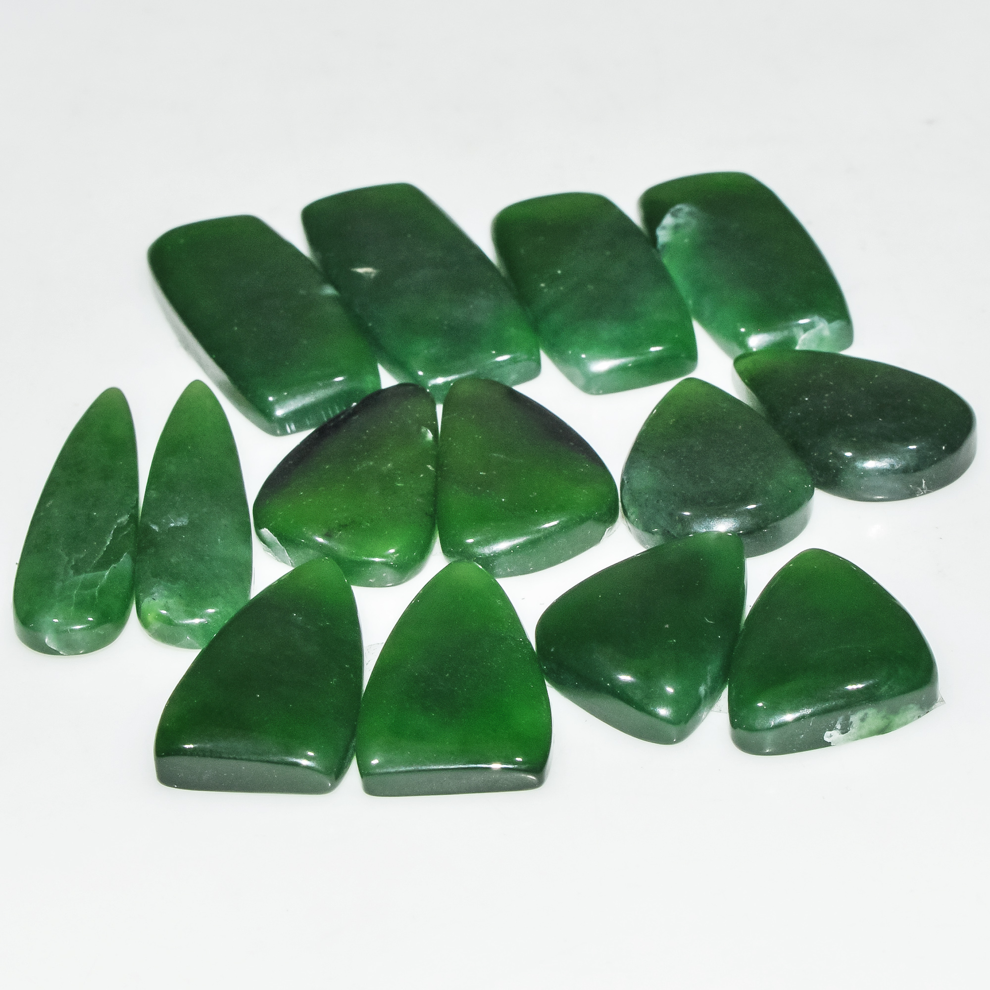 8 Pairs 158 Cts Green Serpentine Loose Cabochon Natural Matching Pairs Semi-Precious Gemstones 30x6 20x12mm 18295