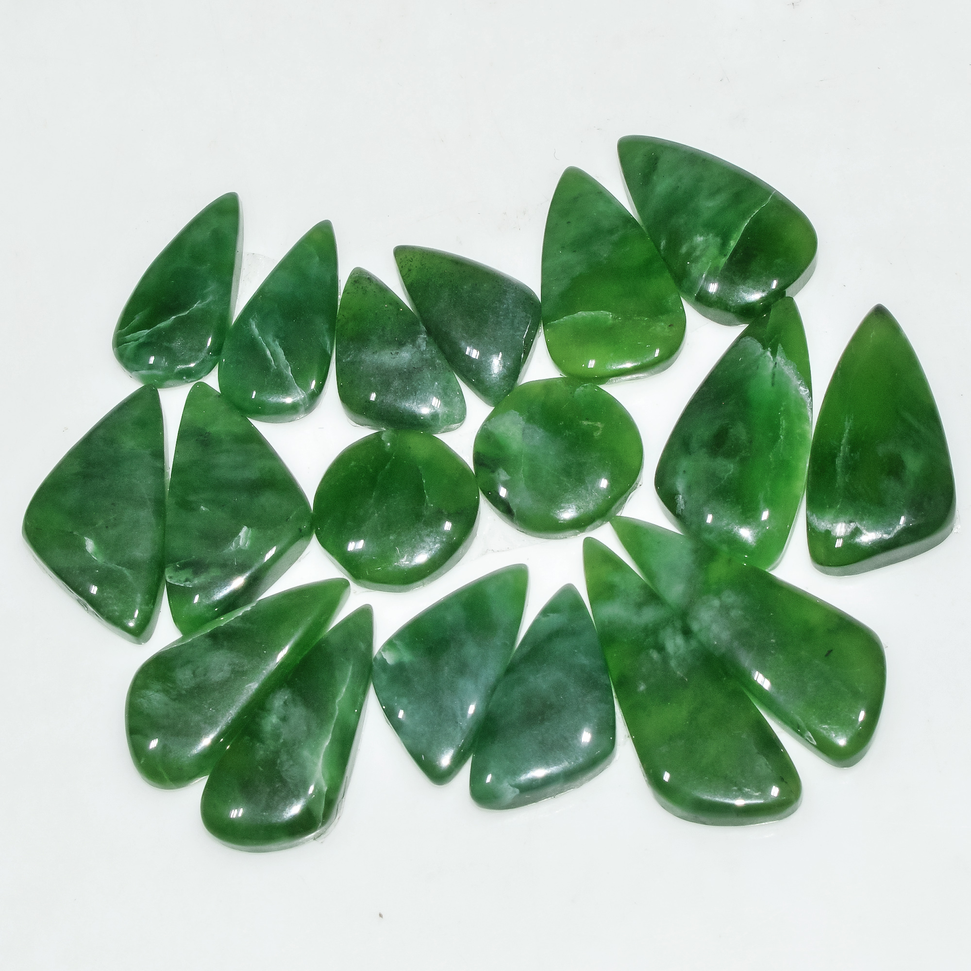 9 Pairs 155 Cts Green Serpentine Loose Cabochon Natural Matching Pairs Semi-Precious Gemstones 29x10 13x13mm 18296
