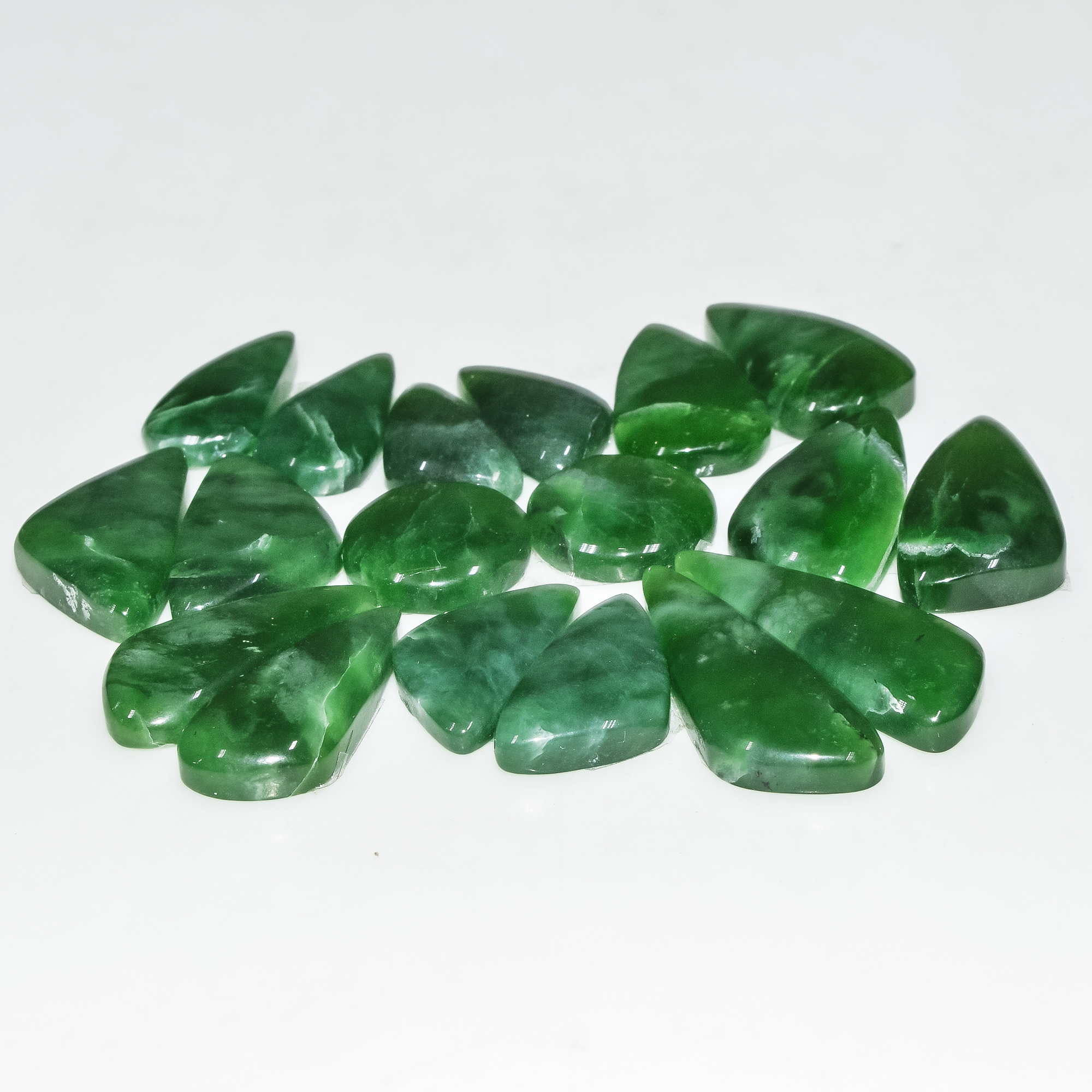 9 Pairs 155 Cts Green Serpentine Loose Cabochon Natural Matching Pairs Semi-Precious Gemstones 29x10 13x13mm 18296