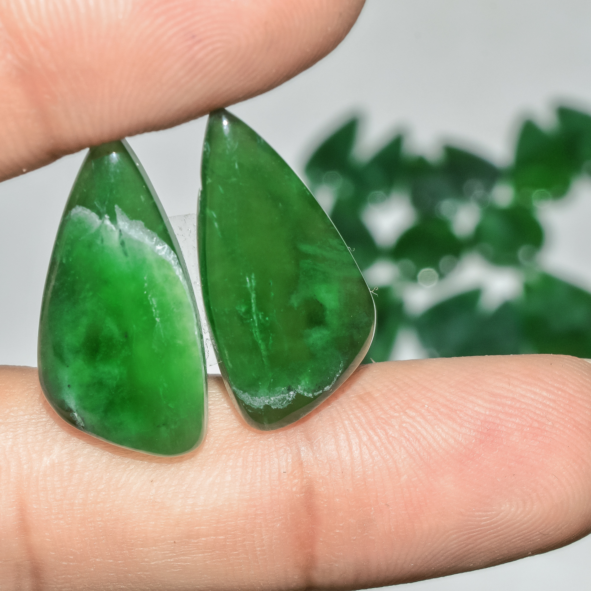 9 Pairs 155 Cts Green Serpentine Loose Cabochon Natural Matching Pairs Semi-Precious Gemstones 29x10 13x13mm 18296