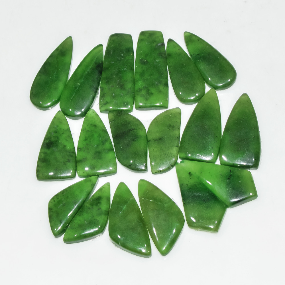 Image of 9 Pairs 174 Cts Green Serpentine Loose Cabochon Natural Matching Pairs Semi-Precious Gemstones 27x10 21x9mm #18297