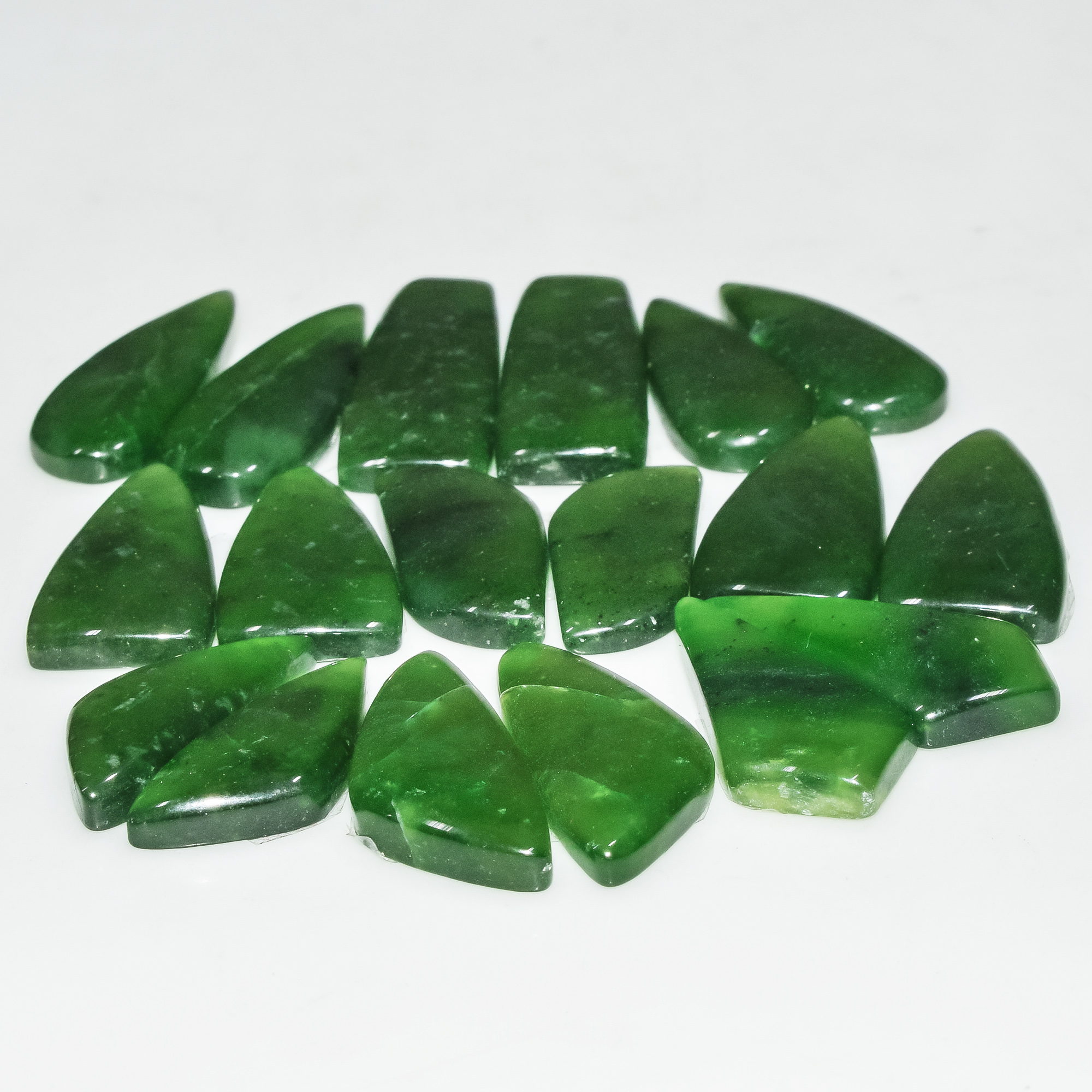 9 Pairs 174 Cts Green Serpentine Loose Cabochon Natural Matching Pairs Semi-Precious Gemstones 27x10 21x9mm 18297