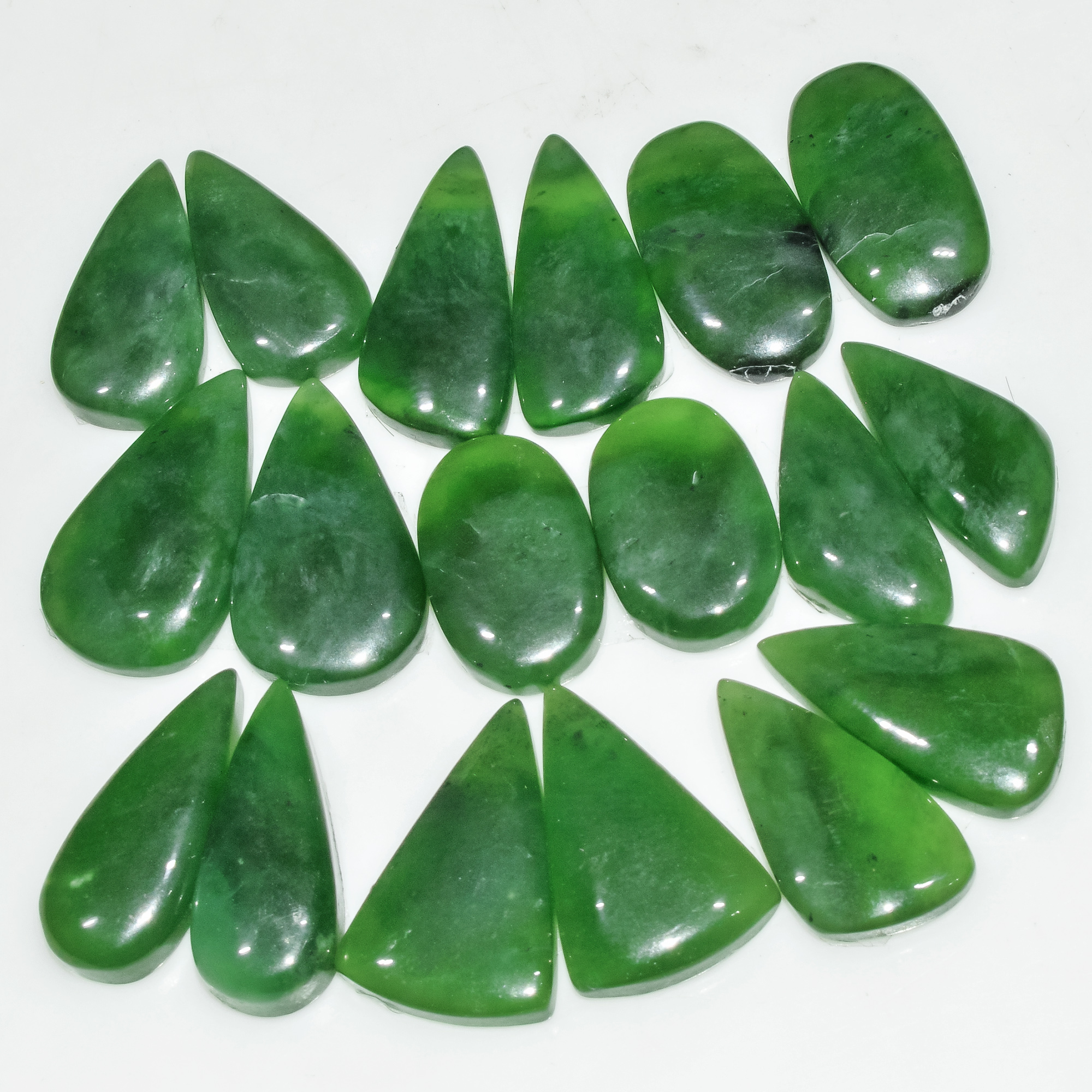 9 Pairs 159 Cts Green Serpentine Loose Cabochon Natural Matching Pairs Semi-Precious Gemstones 22x12 16x10mm 18298
