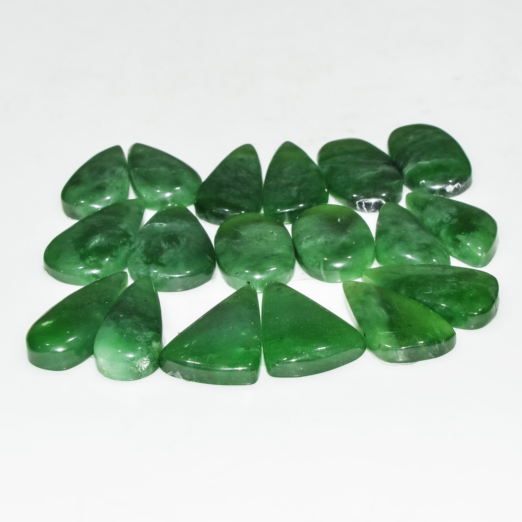 9 Pairs 159 Cts Green Serpentine Loose Cabochon Natural Matching Pairs Semi-Precious Gemstones 22x12 16x10mm 18298