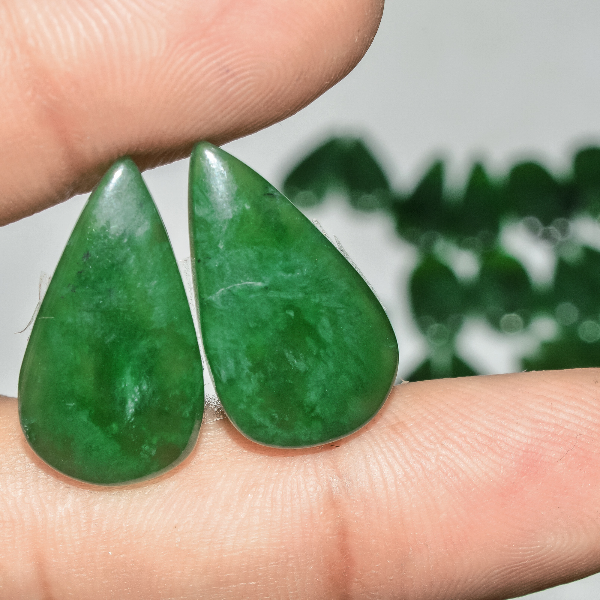 9 Pairs 159 Cts Green Serpentine Loose Cabochon Natural Matching Pairs Semi-Precious Gemstones 22x12 16x10mm 18298