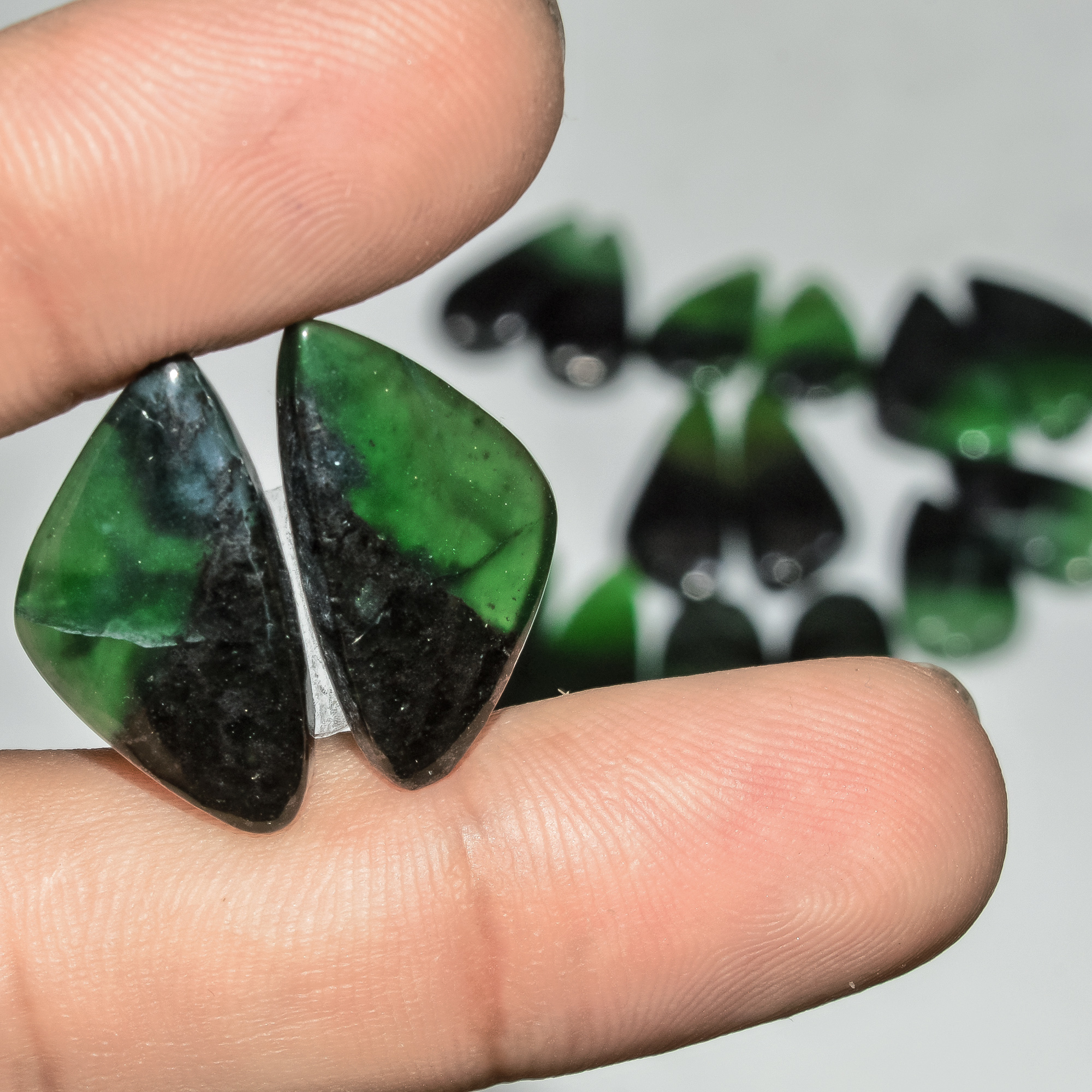 8 Pairs 159 Cts Green Serpentine Loose Cabochon Natural Matching Pairs Semi-Precious Gemstones 26x10 16x10mm 18299