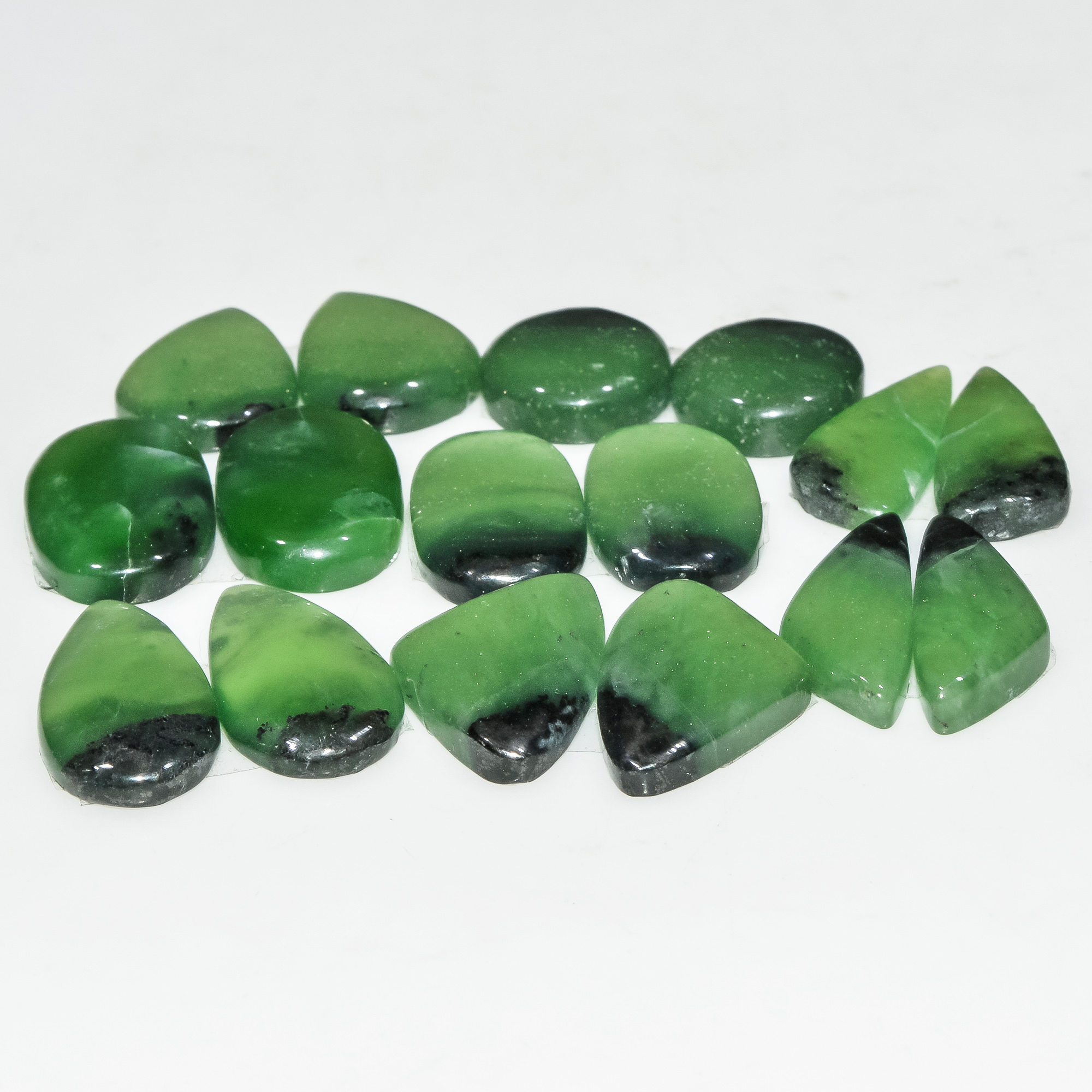 8 Pairs 111 Cts Natural Green Serpentine Loose Cabochon Mixed Shapes and Sizes Lot 20x10 10x10mm 18300