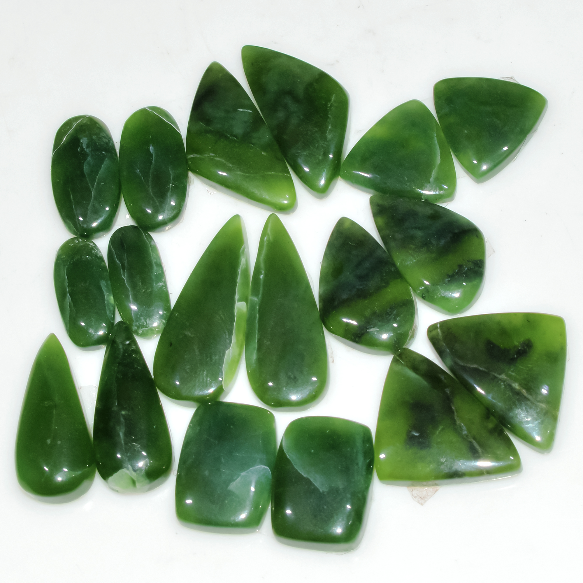 9 Pairs 135Cts Natural Green Serpentine Loose Cabochon Mixed Shapes and Size Lot 25x10 14x5mm 18302