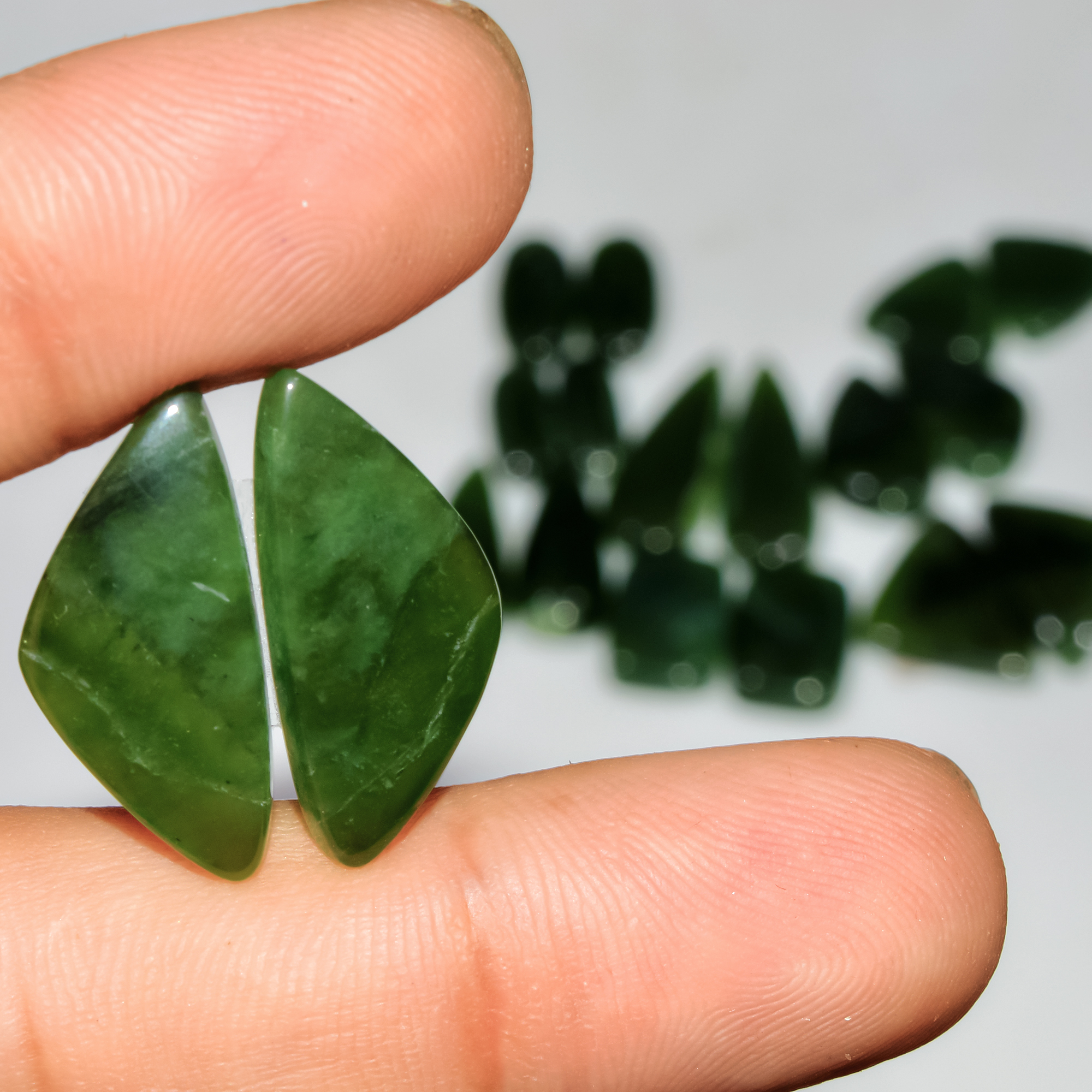 9 Pairs 135Cts Natural Green Serpentine Loose Cabochon Mixed Shapes and Size Lot 25x10 14x5mm 18302