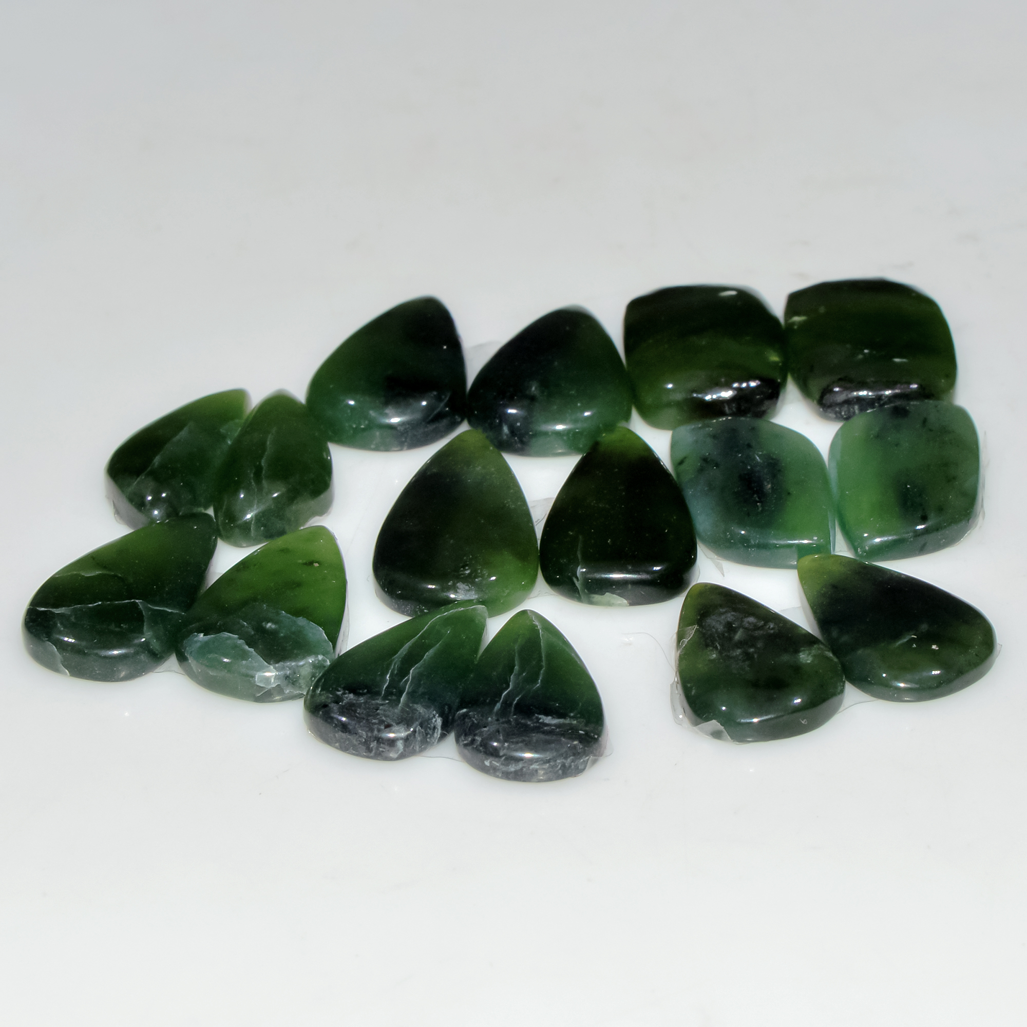 8 Pairs 97Cts Natural Green Serpentine Loose Cabochon Mixed Shapes and Size Lot 20x10 15x10mm 18303