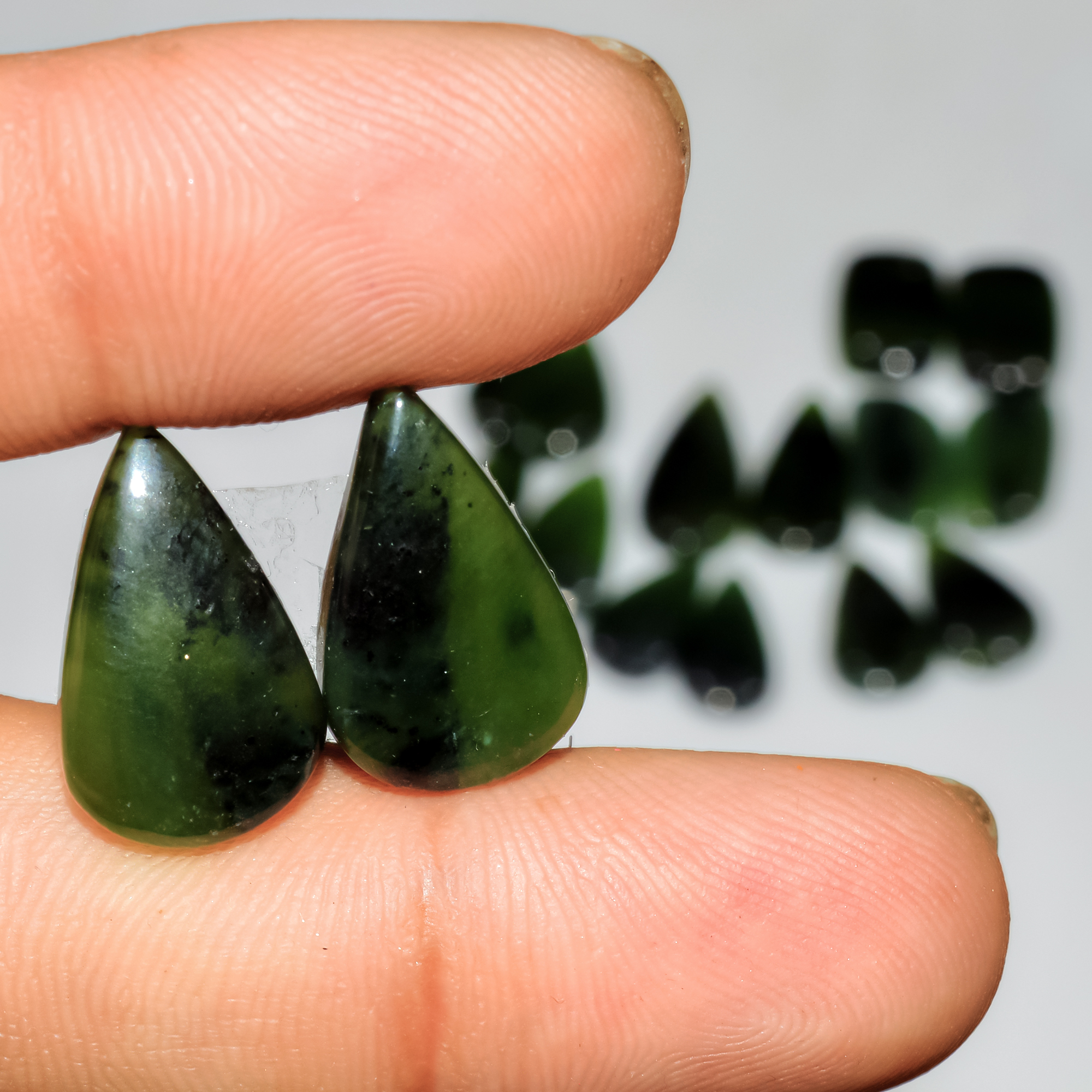 8 Pairs 97Cts Natural Green Serpentine Loose Cabochon Mixed Shapes and Size Lot 20x10 15x10mm 18303
