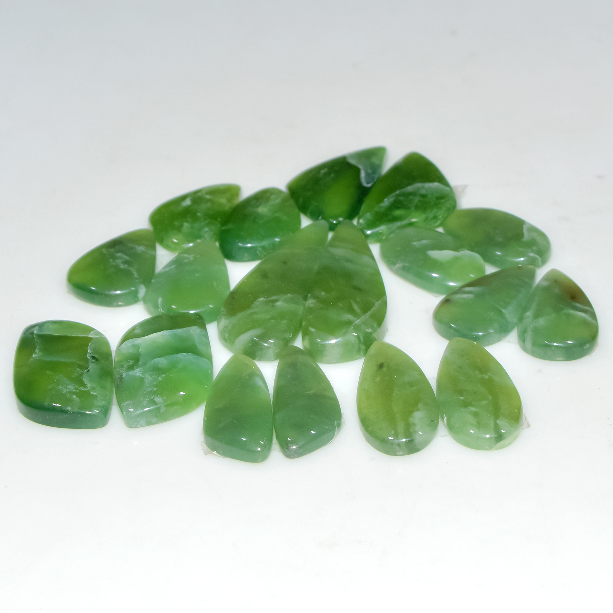 9 Pairs 127Cts Natural Green Serpentine Loose Cabochon Mixed Shapes and Size Lot 30x10 15x10mm 18304