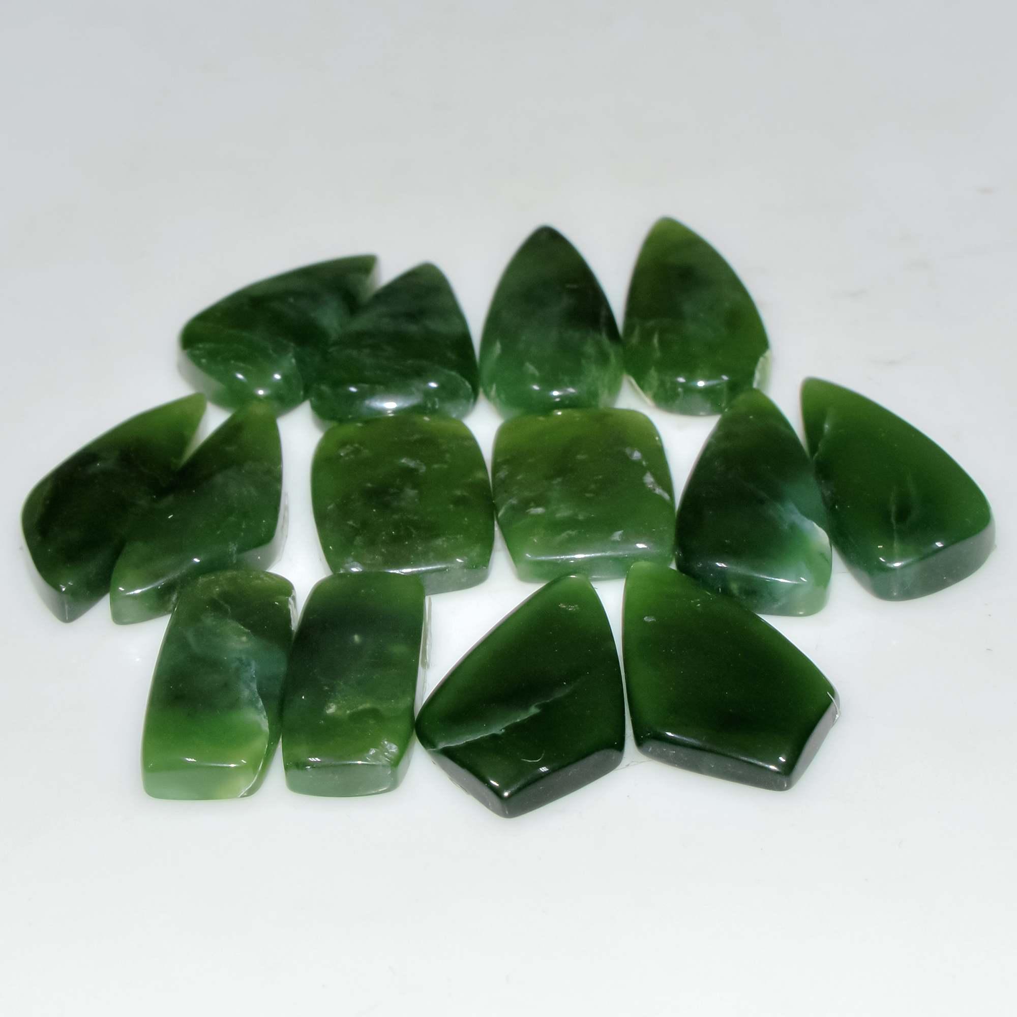 7 Pairs 142Cts Natural Green Serpentine Loose Cabochon Mixed Shapes and Size Lot 25x10 20x10mm 18307