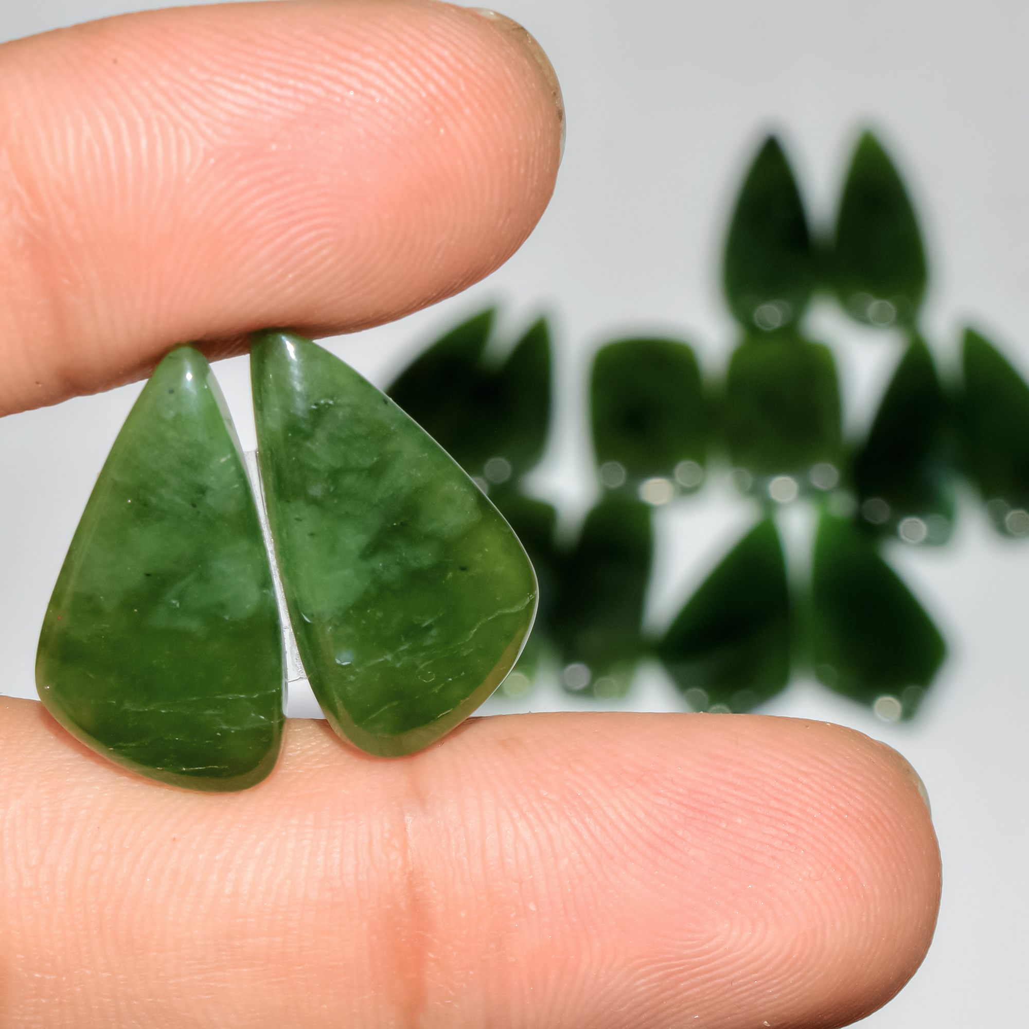 7 Pairs 142Cts Natural Green Serpentine Loose Cabochon Mixed Shapes and Size Lot 25x10 20x10mm 18307